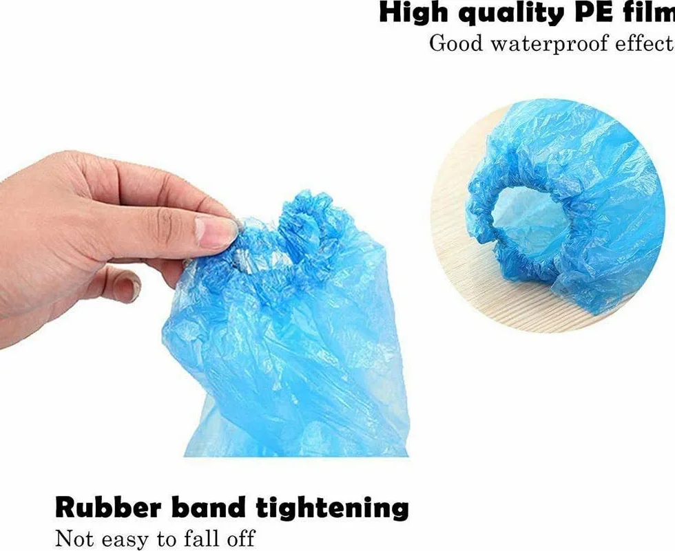 YHW Cubierta del Zapato Cubierta de la máquina de Zapatos 30 Pares Zapatos y Botas de Lluvia Azul Desechables Cubierta de plástico Larga y Transparente