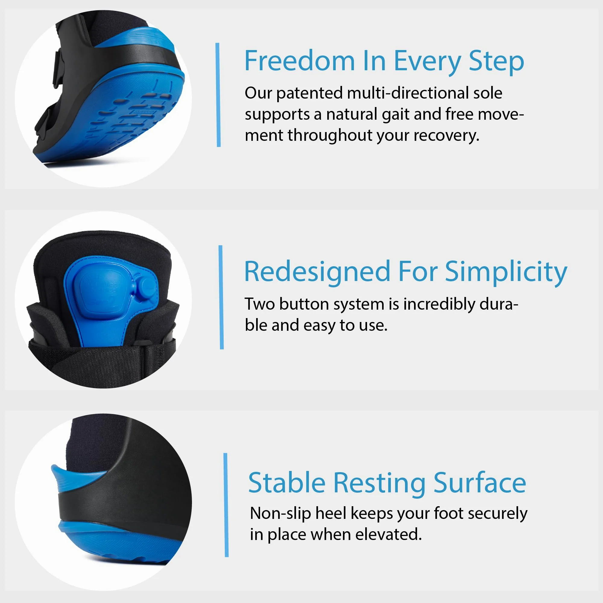 Ovation Medical Botas neumáticas para caminar Gen 2, ligeras, de perfil bajo, botas médicas de primera calidad para lesiones de pies, esguinces de tobillo, soporte de recuperación de fracturas y más