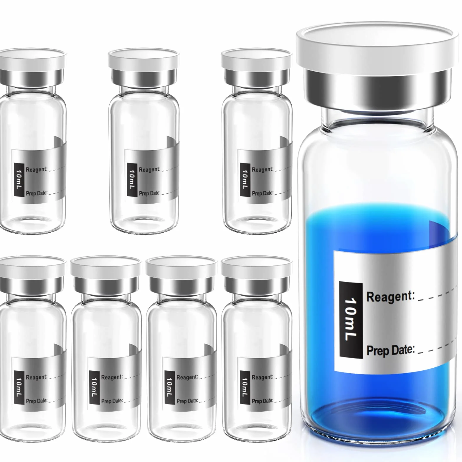 Biomed Solutions Vial estéril vacío sellado 10 ml 8 unidades vidrio borosilicato tipo 1