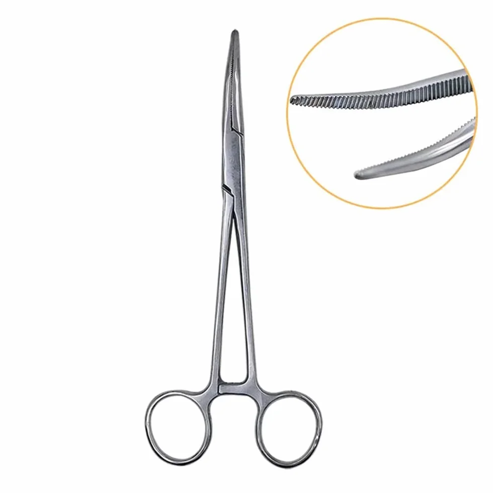 Pinzas hemostáticas curvadas de acero inoxidable 16 cm para anzuelos