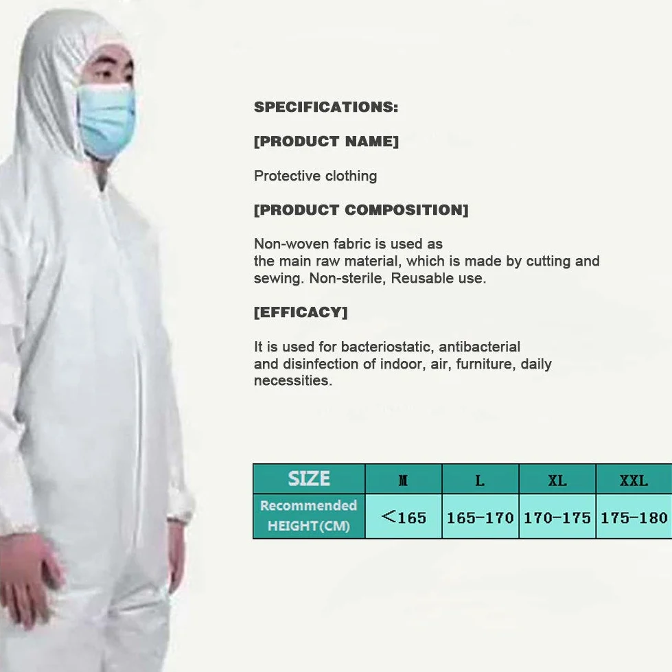Mono de protección anti-estático de ácido químico alcalino Aceite antiestático Compuesto Protección traje de tela SMS Mono,desechable,elástico Cuff,M