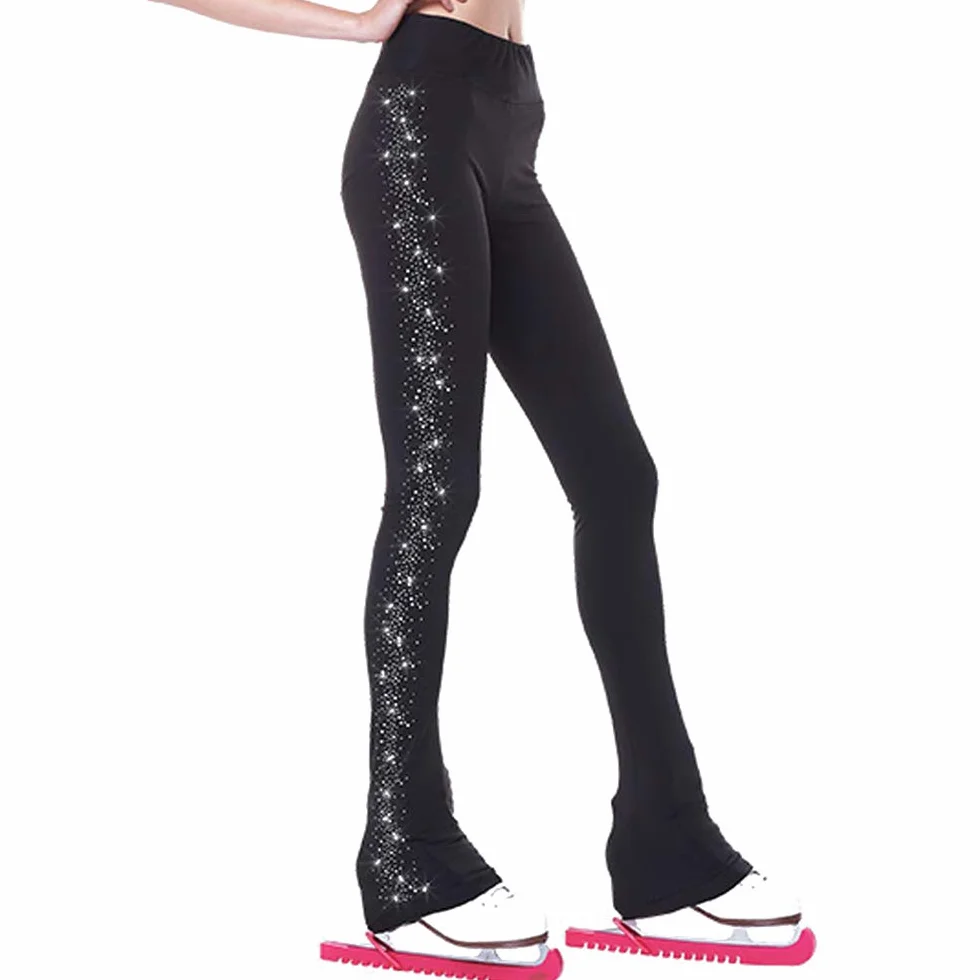 LIUHUO Leggings Negros Patinaje Artístico Niñas Ropa Entrenamiento Cristales Calidad