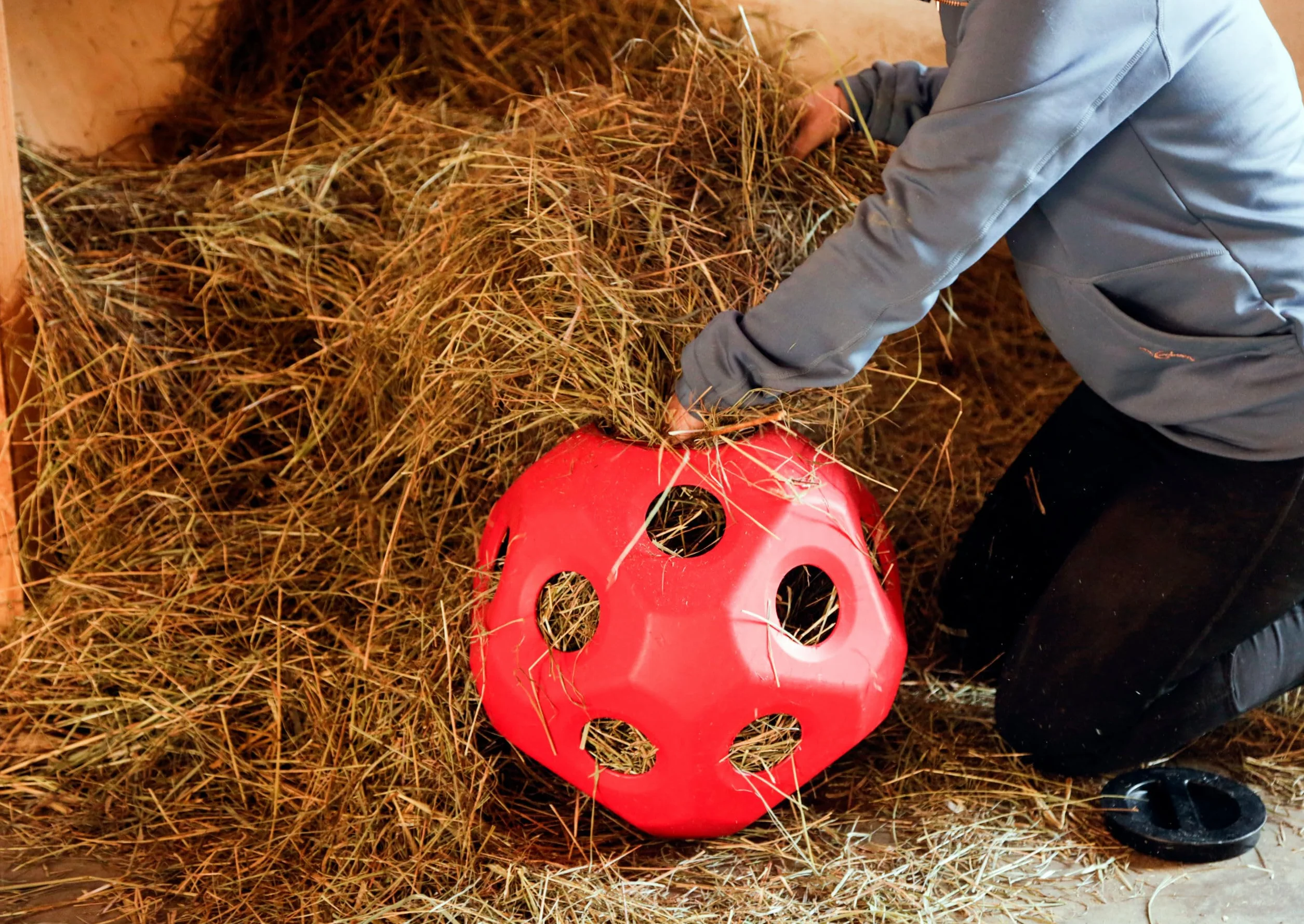 Kerbl Pelota de alimentación roja Ø40 cm rellenable para caballos y terneros