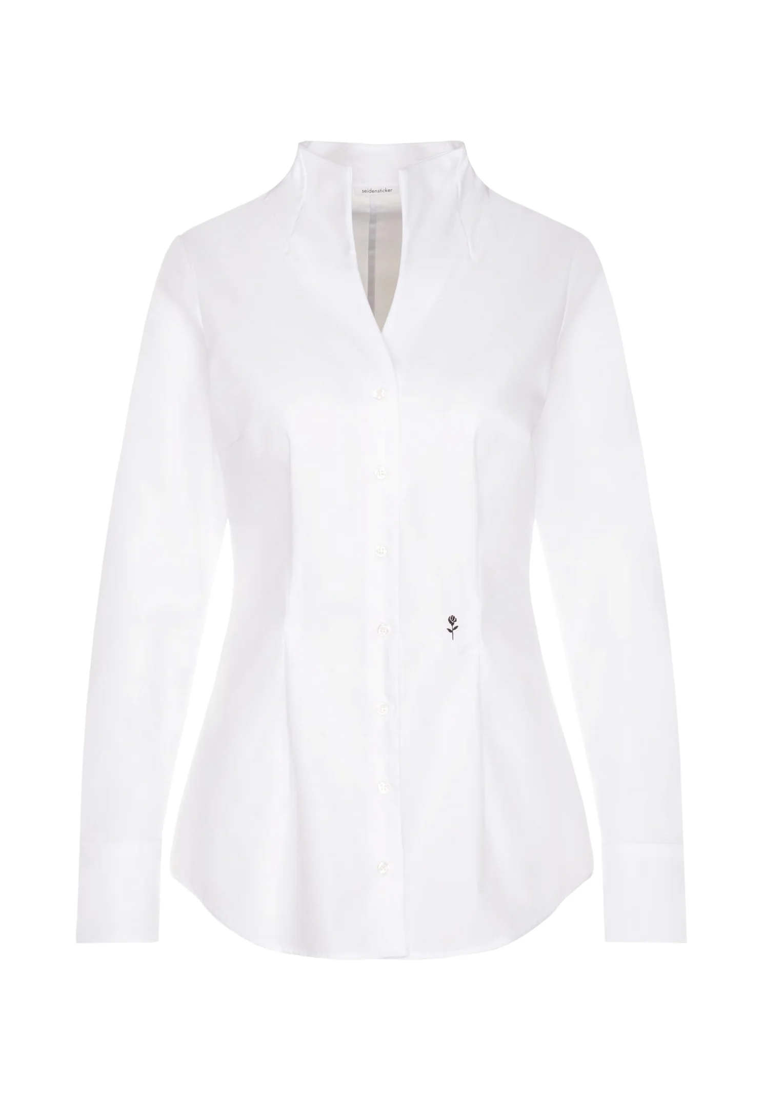 Seidensticker Blusa Cuello Copa Manga Larga Slim Fit Uni Sin Plancha Blusa Mujer (Pack de 1)