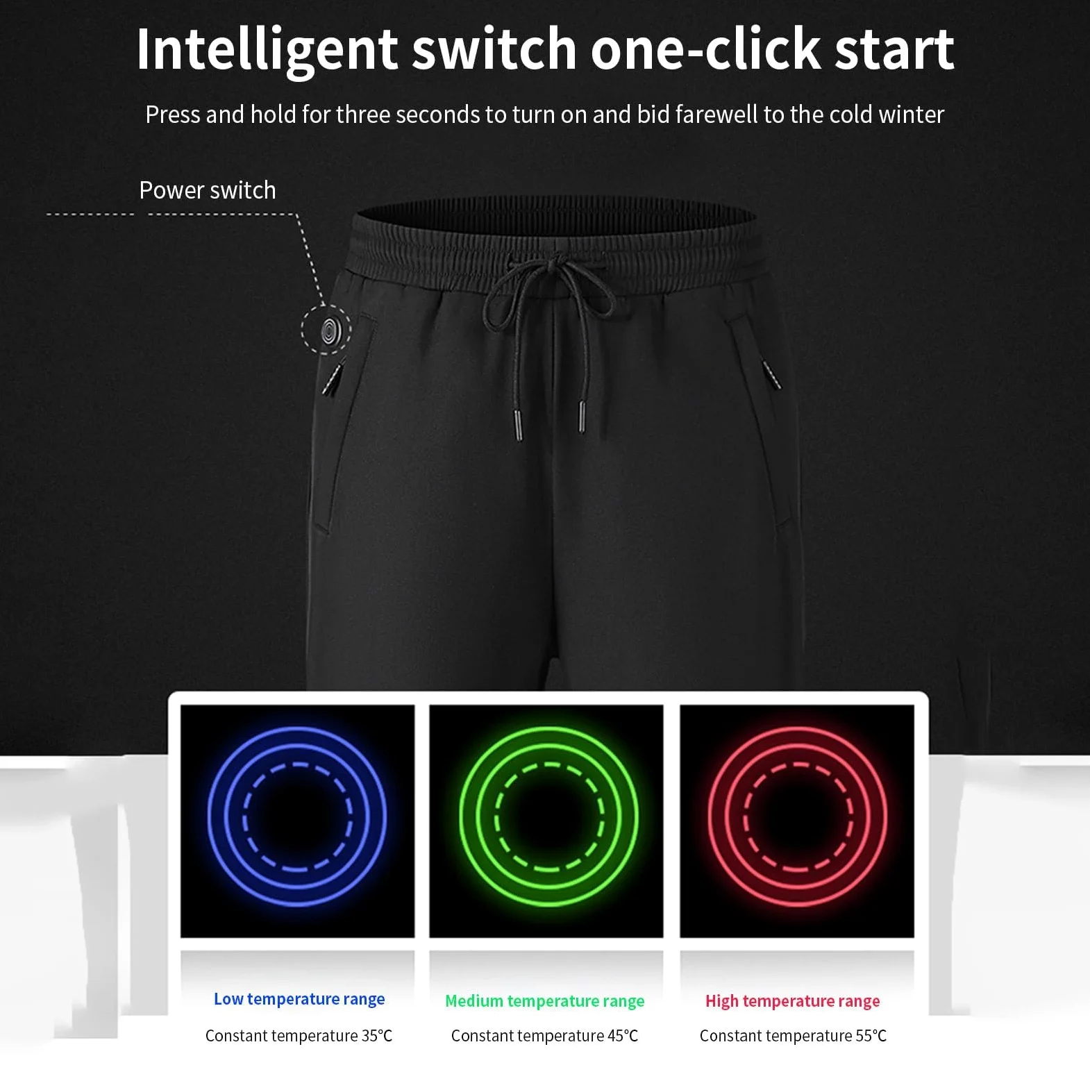 Pantalones térmicos para hombre, pantalones de calefacción recargables, para caza, invierno, nieve, ropa con calefacción, forro polar, camuflaje, A-Negro, Medium