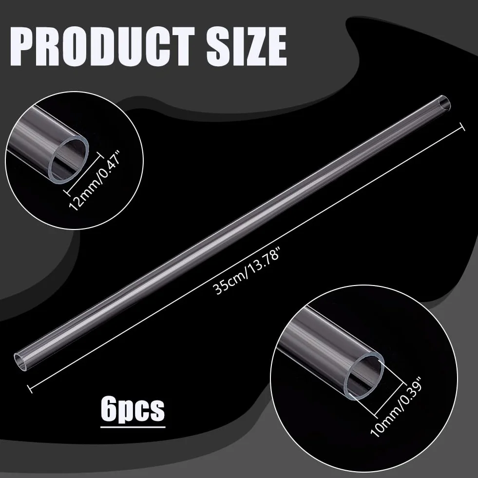 PH PandaHall 6 piezas tubo rígido acrílico transparente 35 cm 12 mm diámetro exterior 10 mm diámetro interior bricolaje iluminación