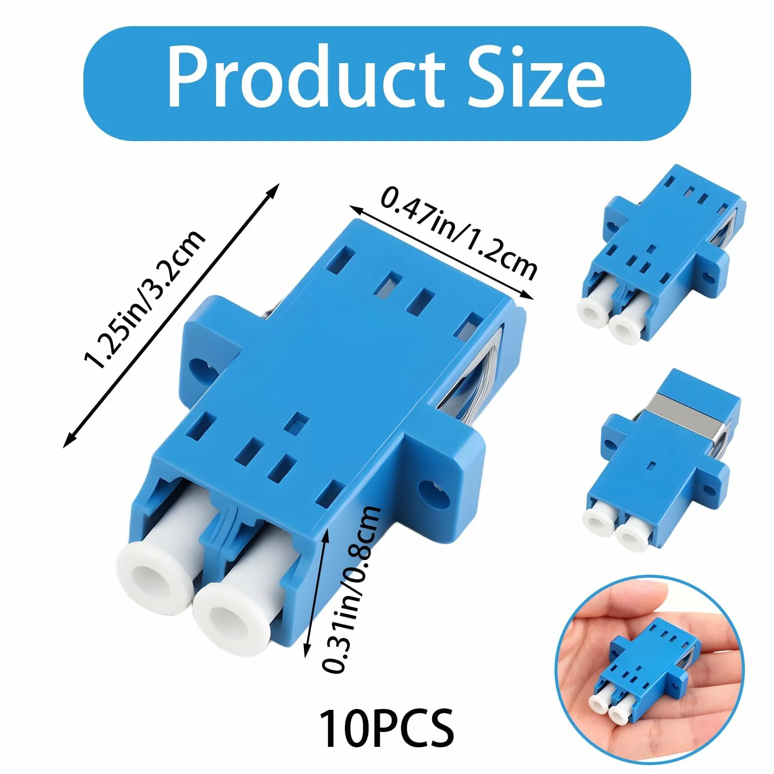Conector de fibra óptica LC-LC dúplex monomodo UPC acoplador 10 unidades para FTTH