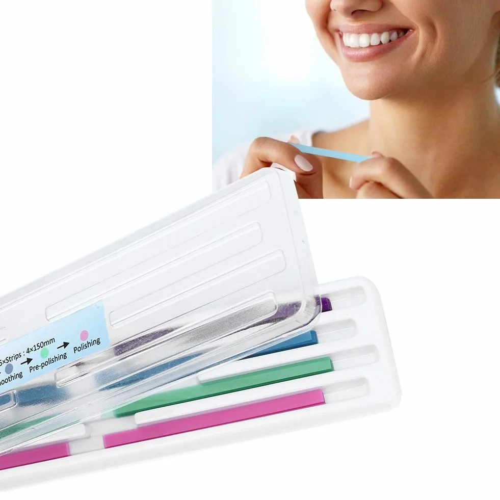 Nikou Tiras Abrasivas Dentales 60 Piezas Paquete Pulido Dientes Acabado Brillo Contorno Kit
