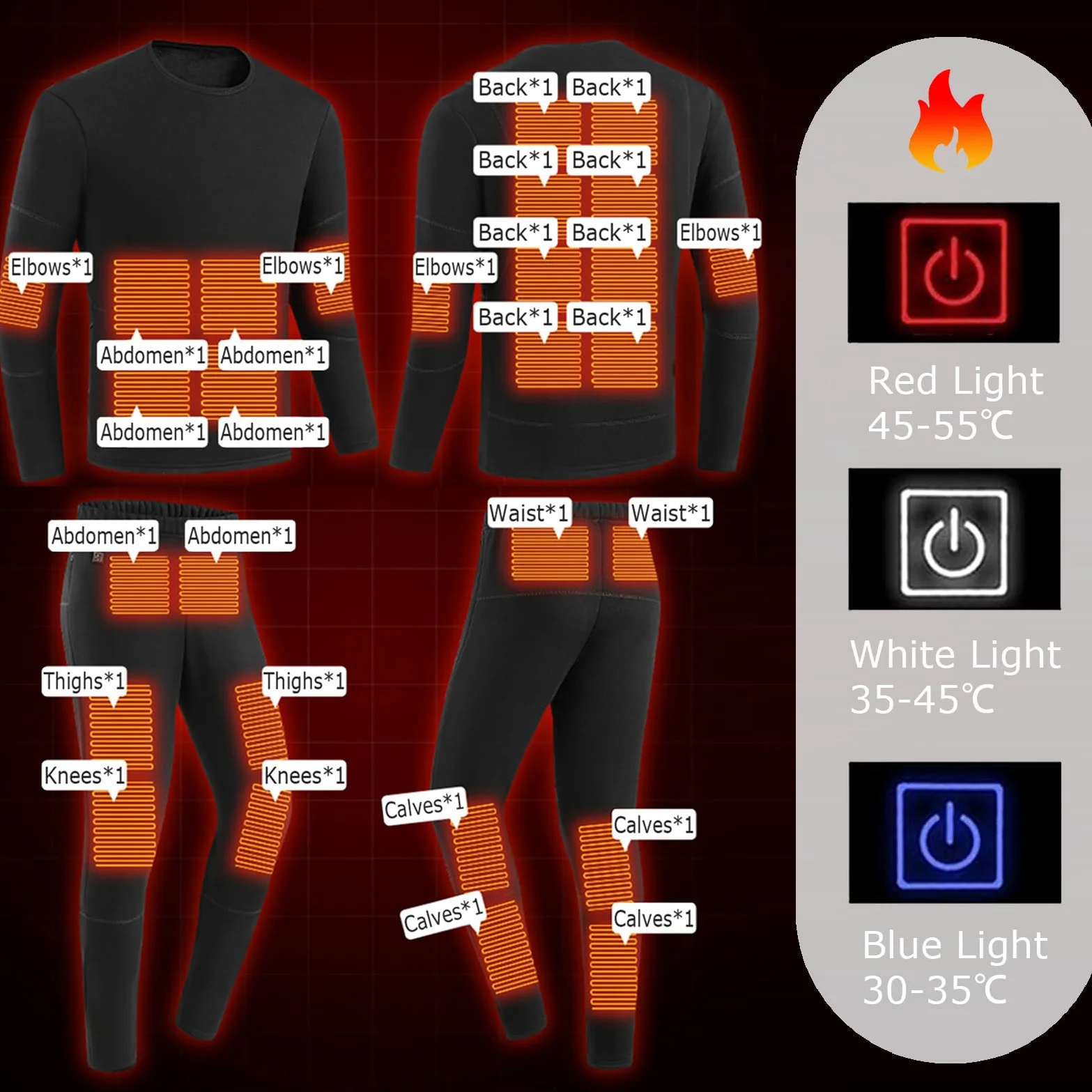 Conjunto de Ropa Interior térmica eléctrica para Hombre, Camiseta y Pantalones con calefacción de 28 Zonas y batería, para Exteriores.