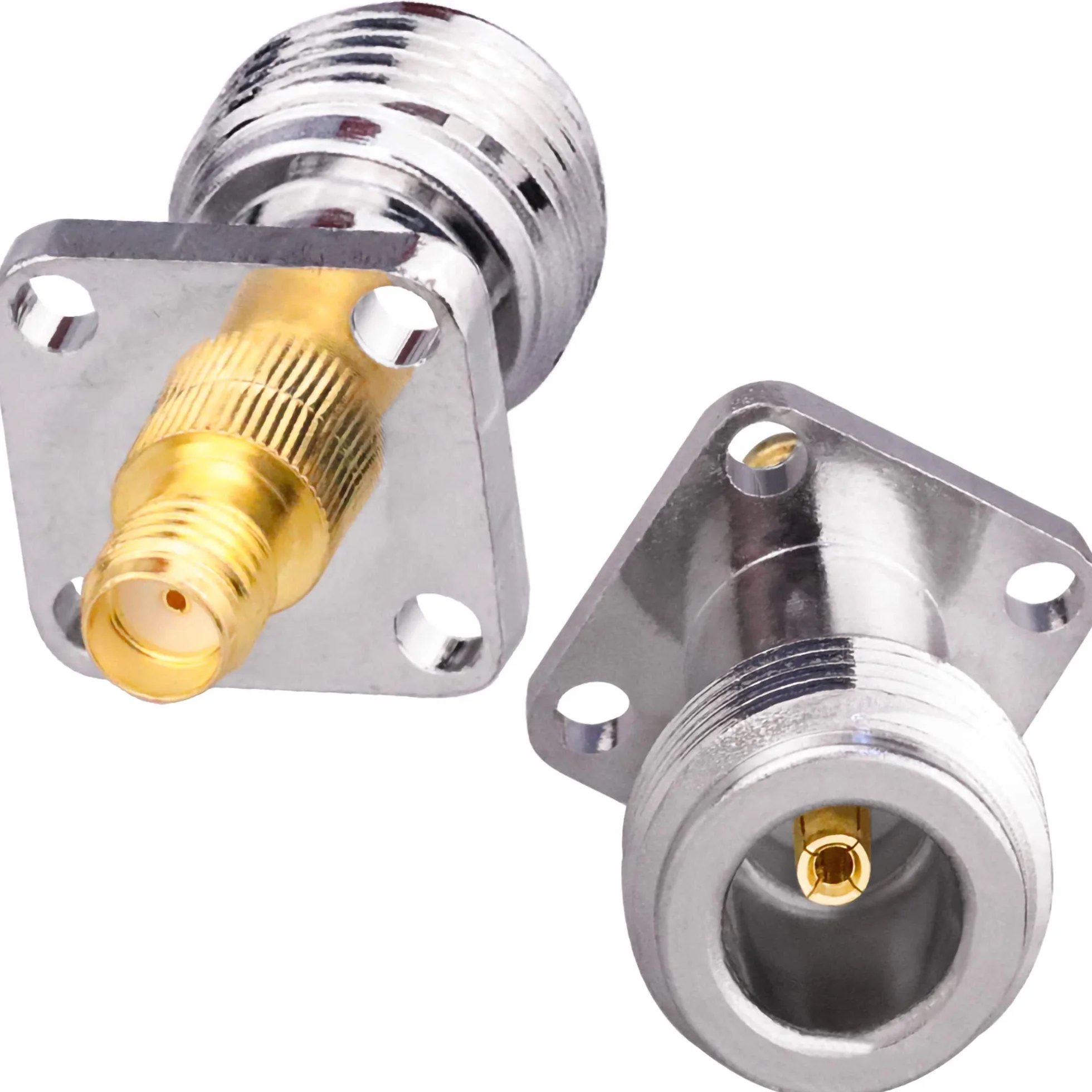TUOLNK N Hembra a SMA Hembra Montaje en Panel 4 Orificios 17,5 mm Conector coaxial para Antenas RF WiFi
