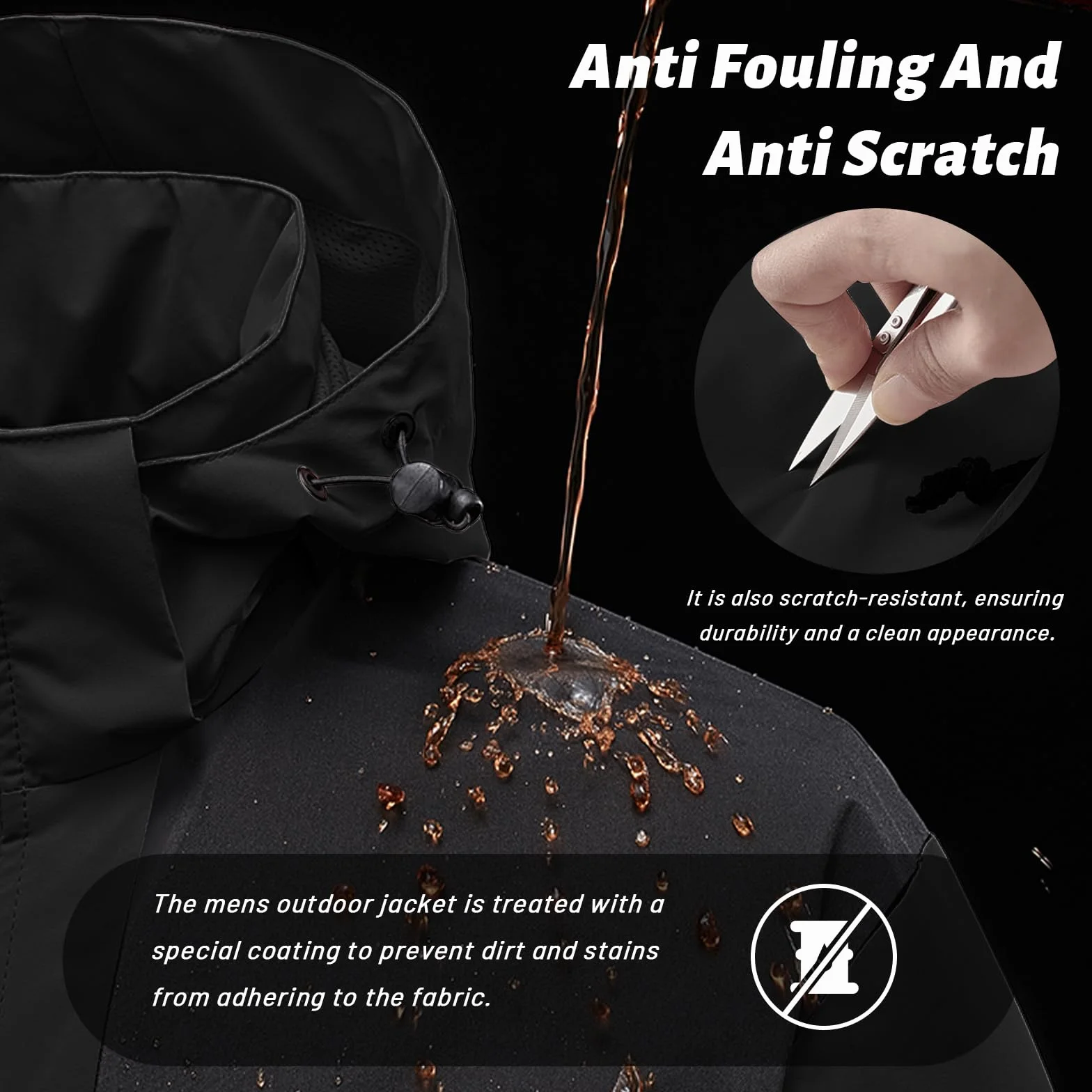 Chubasquero Impermeable para Hombre para Exteriores Transpirable Antiincrustante Chubasquero para Senderismo Cortavientos con Capucha Desmontable y Bolsillo con Cremallera