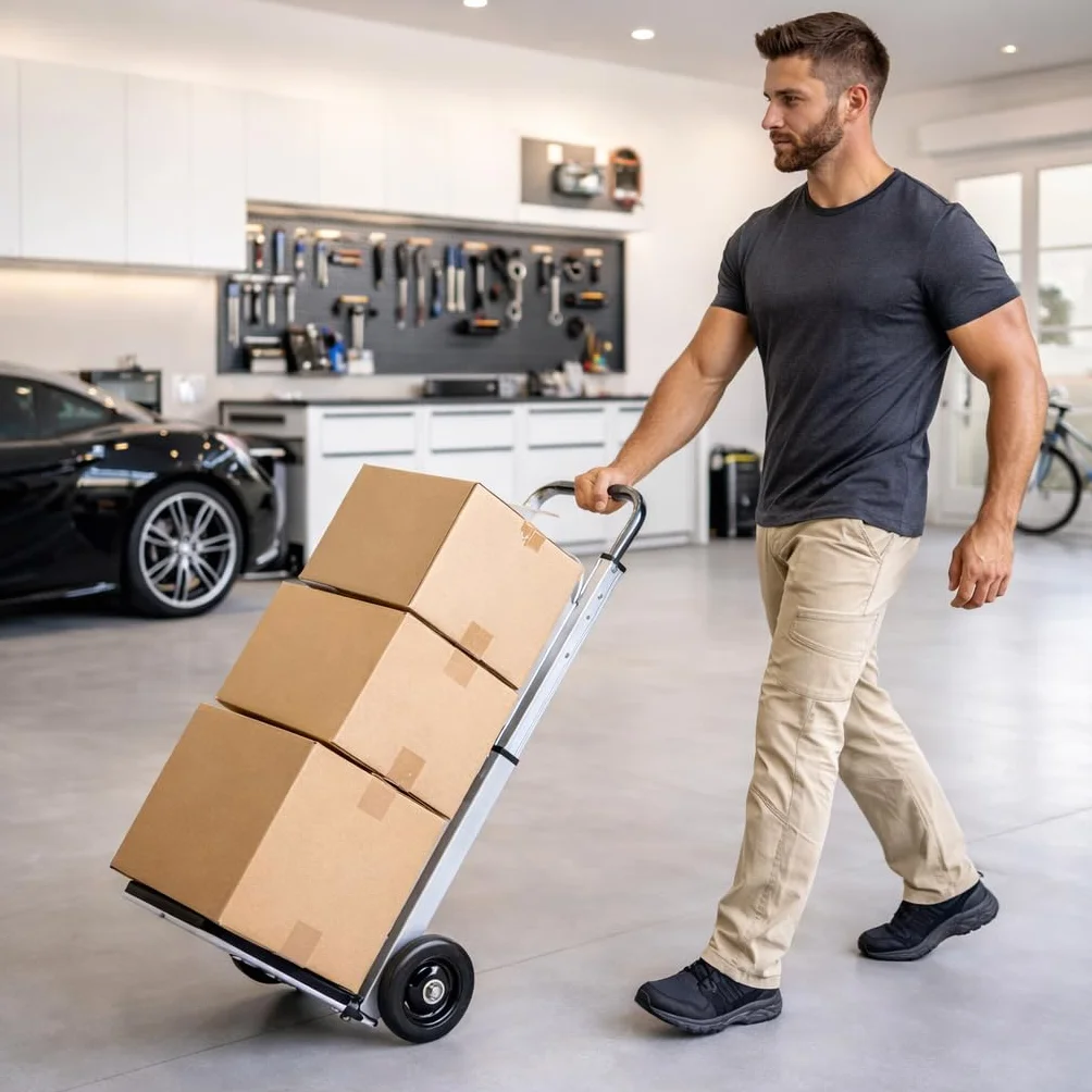 Carretilla de Mano Plegable con Ruedas, Carro de Carga Portátil, Hasta 100kg