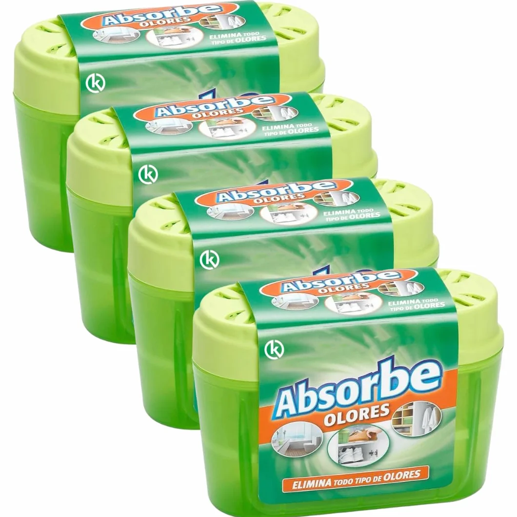 Absorbe Olores 40 gr, Elimina Malos Olores Baños Cocinas Armarios, Hecho en España (4 Unidades)