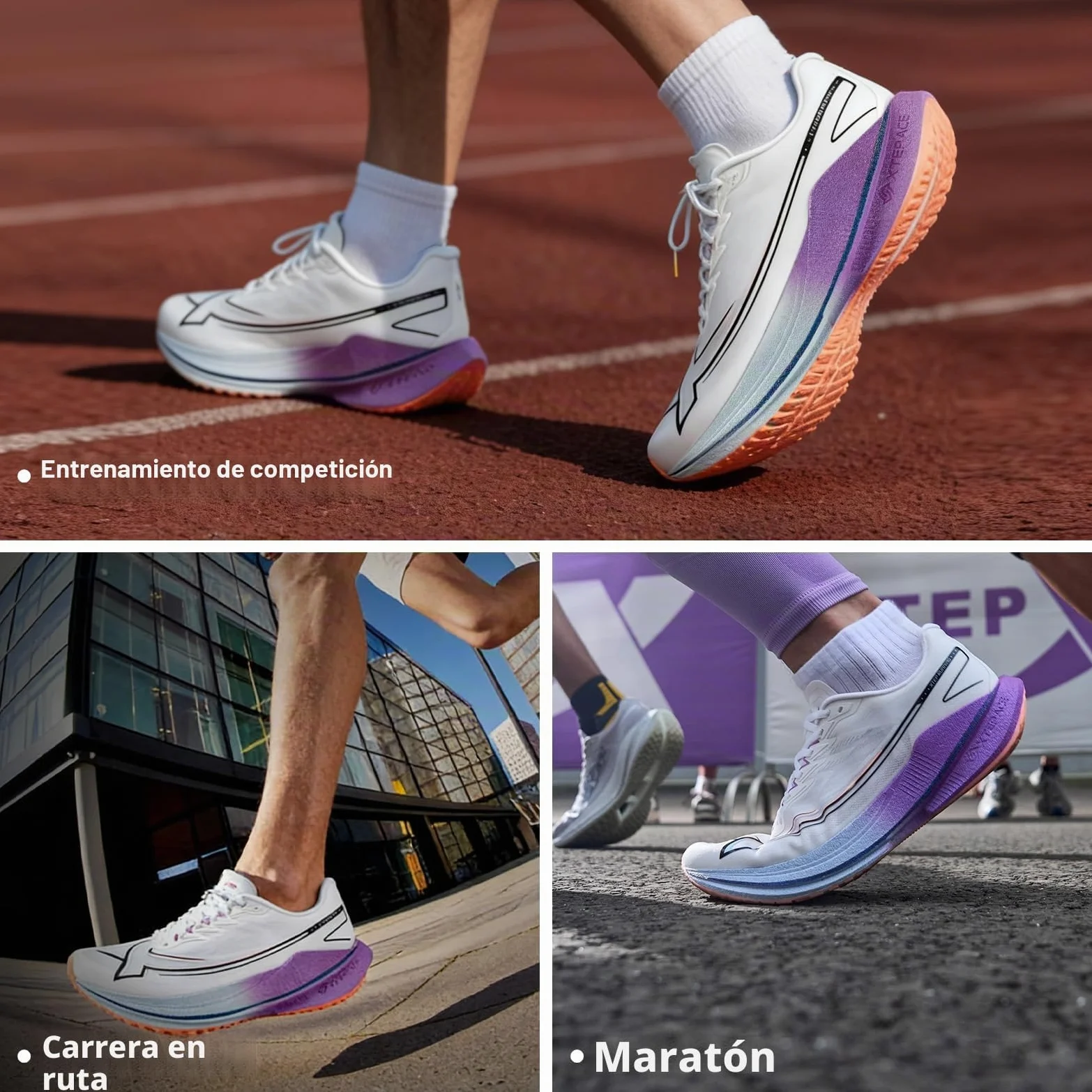 XTEP Zapatillas de correr para hombre, para principiantes, maratón, placa de carbono en forma de pala, 70% de amortiguación, ligeras, transpirables, antideslizantes, amortiguadas