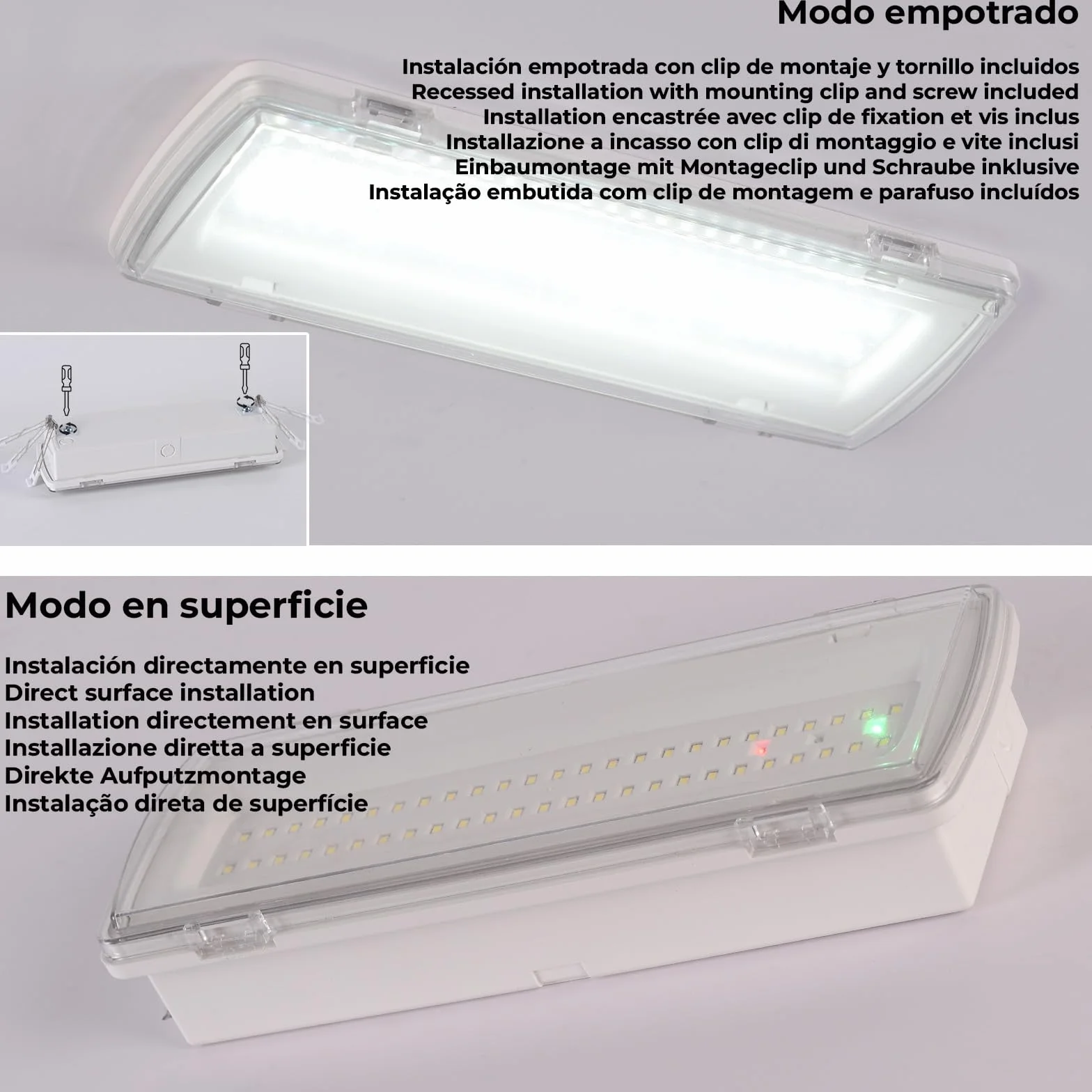 Alpinaluz Luz de Emergencia LED Estanca IP54 4W 530lm Empotrable 3h Autonomía Resistente al Agua y Polvo