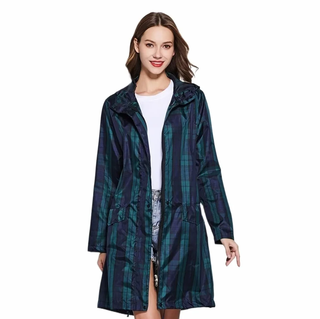 Chubasquero Chubasquero Largo Impermeable con Capucha para Mujer, Ponchos Ligeros, Chubasquero para Senderismo Al Aire Libre para Turistas Ponchos De Lluvia Impermeables(Grün,XXL)