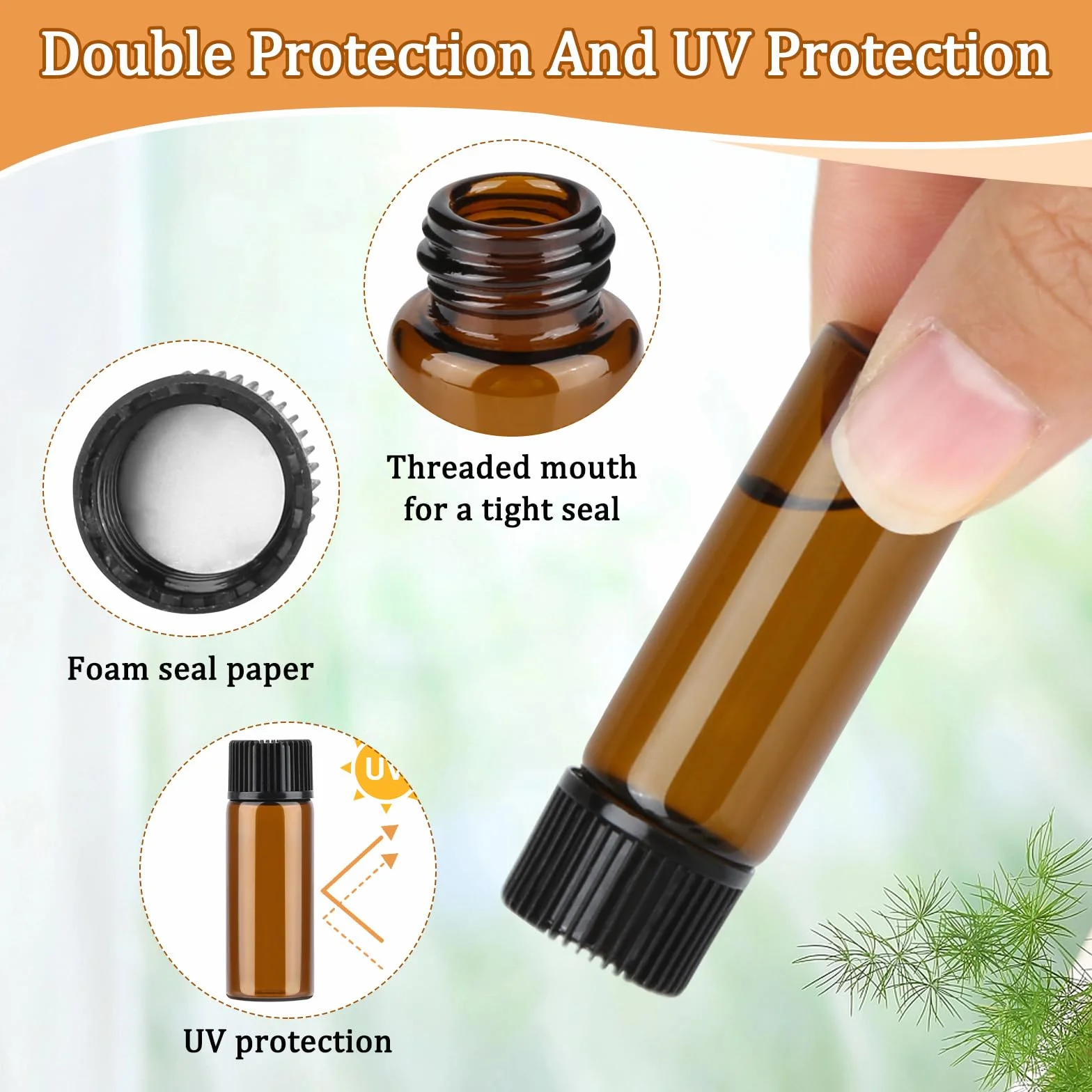 30 Pcs Mini Botellas Aceites Esenciales 5ml Vidrio Ámbar Rellenables con Gotero