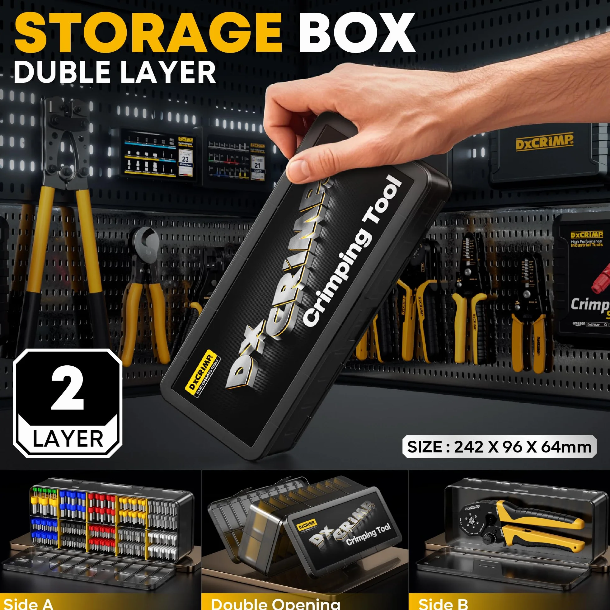 Kit de Crimpadora de Punteras Huecas 0,25-25 mm² (AWG 24-4) - Surtido 11 Tipos de Terminales - Alicates para Electricistas