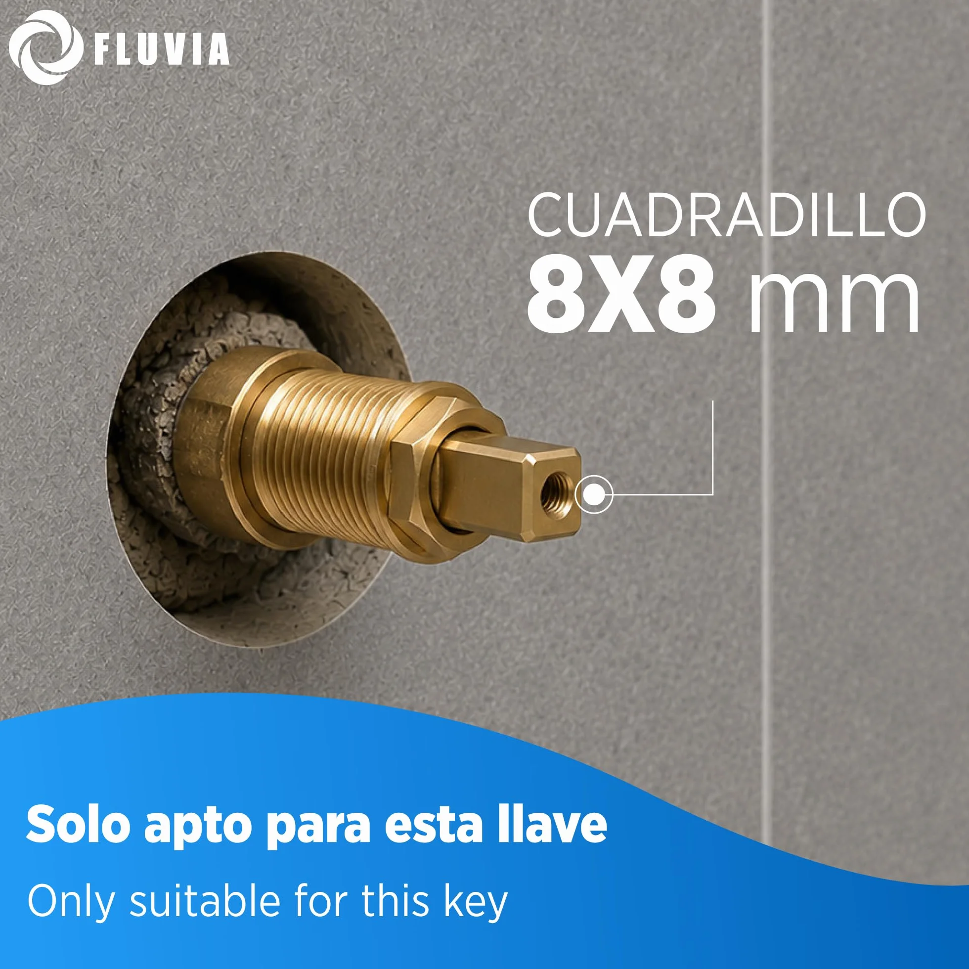 FLUVIA Embellecedor Llave Paso Mando Palanca Zamak Cromado Pulido 69x54 mm Compatible Ducha Grifo Empotrado Dorado