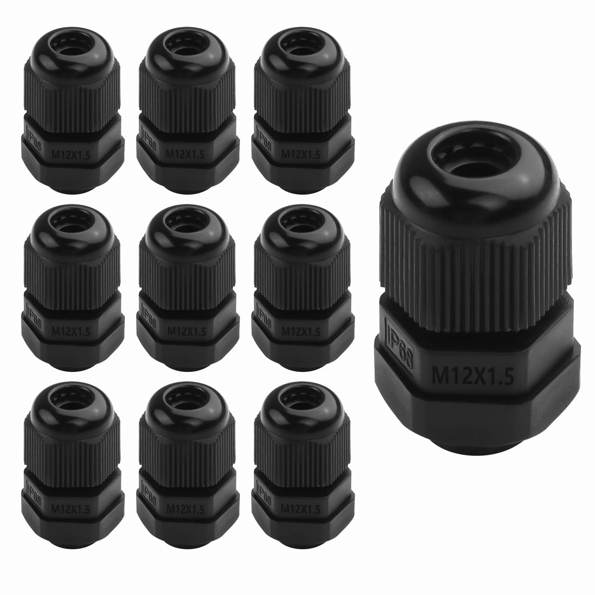 GINTOOYUN 10 unidades M12 x 1,5 glándula de cable impermeable de nailon articulado 3 mm 6,5 mm