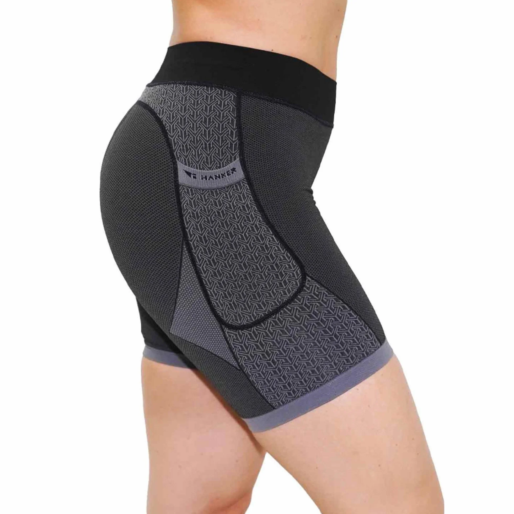 HANKER Mallas Compresión Hombre Running Trail – Bolsillos Laterales, Tejido Termorregulador Soft-Air, Costuras Planas Antirrozaduras