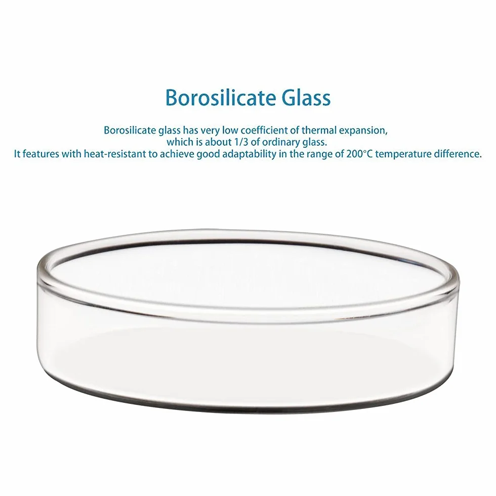Placa de Petri Vidrio 60x15 mm Borosilicato Esterilizable Autoclave con Tapa Transparente Laboratorio