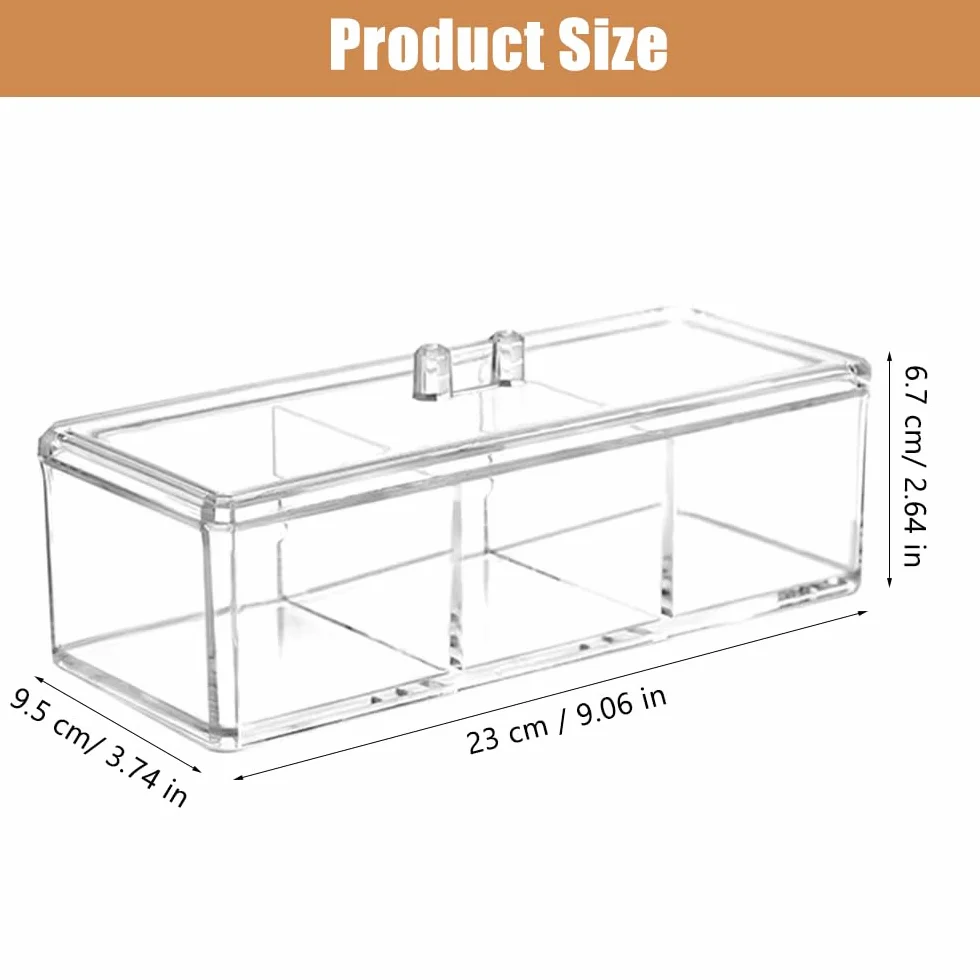 Caja Transparente de Hisopos de Algodón, Acrílico con Tapa, Dispensador de Almohadillas de Algodón