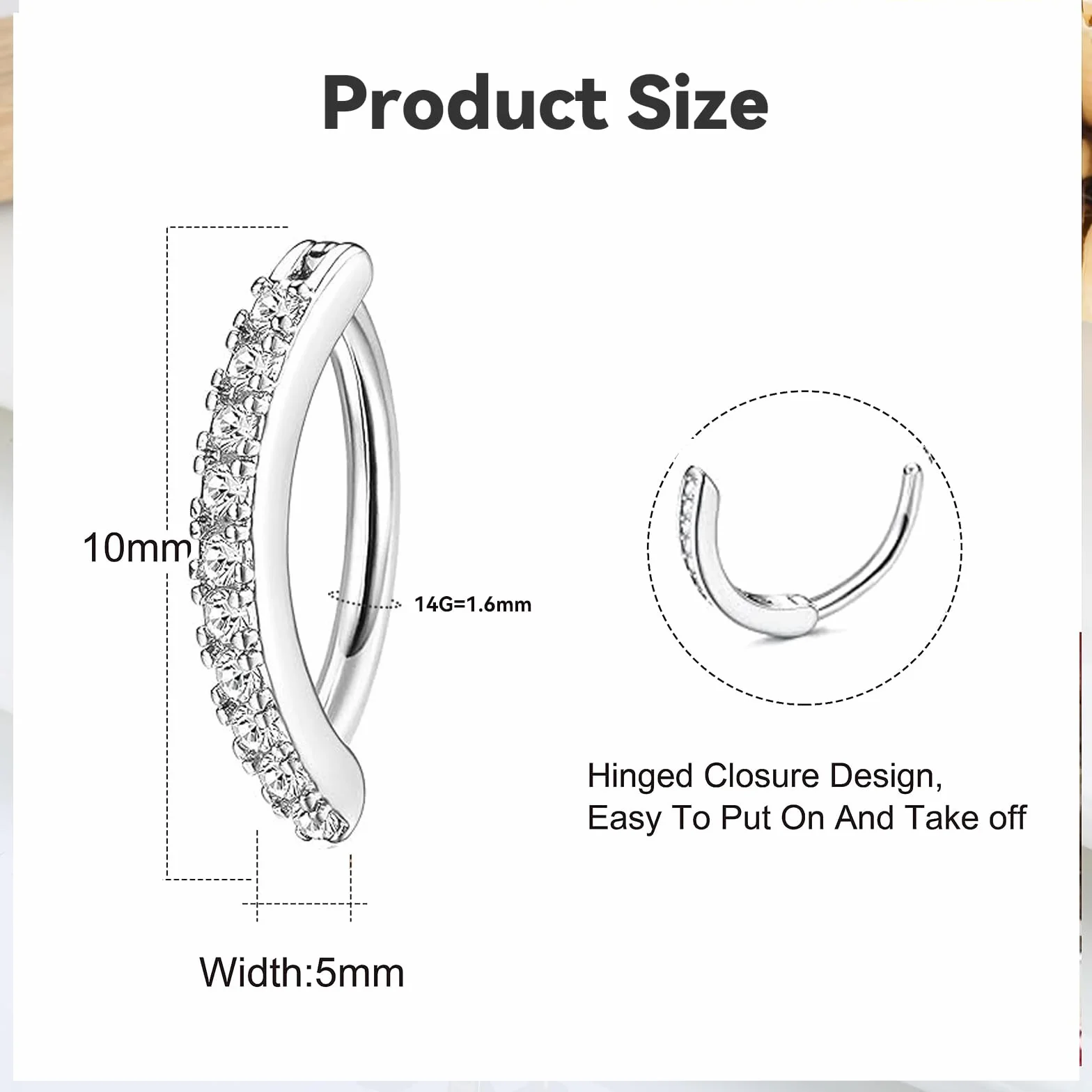 14G Piercing Ombligo Aro, Clicker Piercing para el Ombligo de Titanio Hipoalergénicos Pirsin Anillos con Circonita Cúbica, Joyería Cuerpo para Mujeres y Niñas