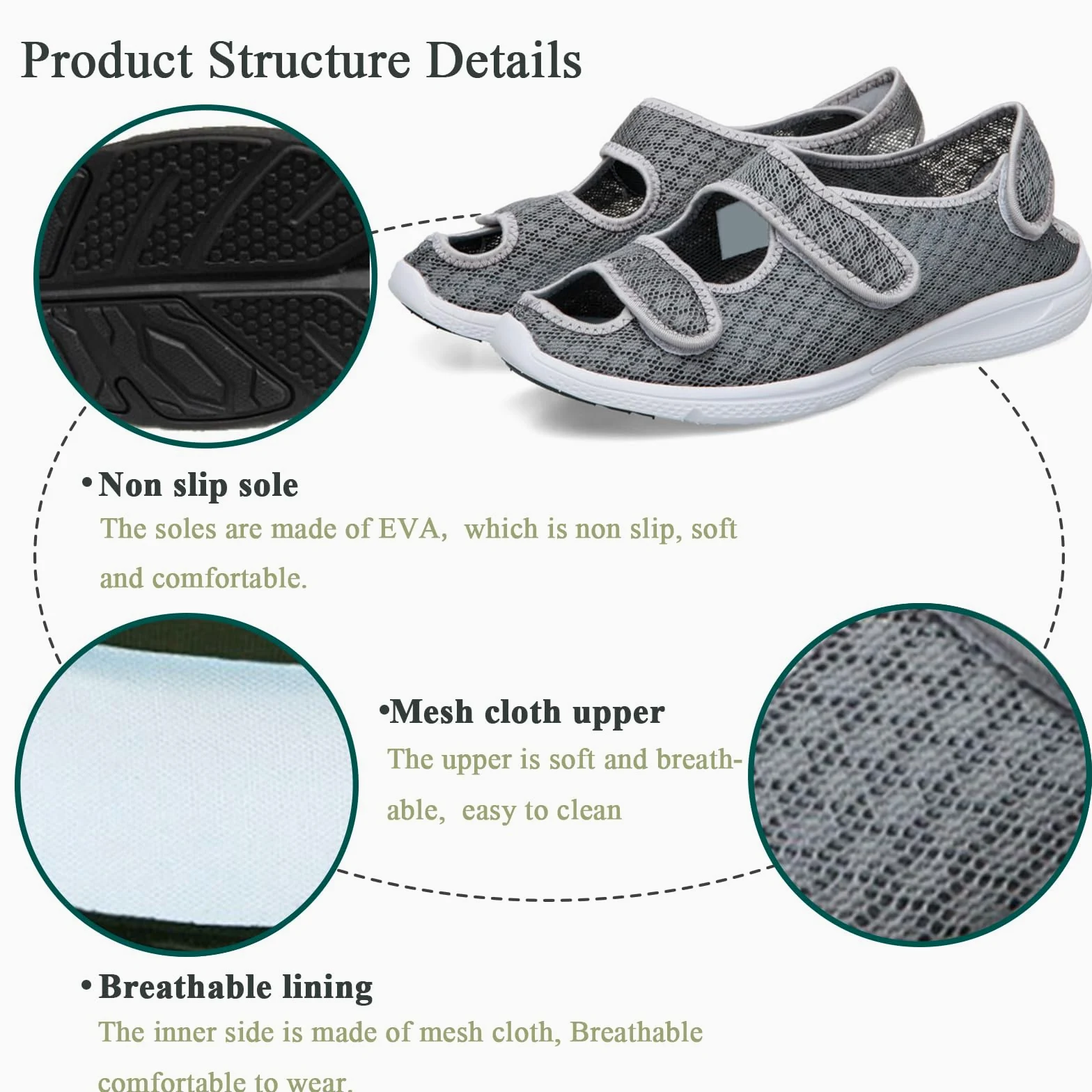 Zapatillas Diabéticos para Hombre Mujer Ligero Zapatos Ajustables Antideslizantes Respirable Ortopédico Sandalias para Ancianos Pies Hinchados con Edema