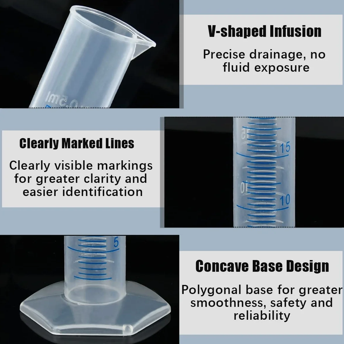 Juego cilindros graduados de plástico medición vasos tubos ensayo jarras frascos laboratorio ciencia pipetas cepillos transferencia líquidos 15pcs