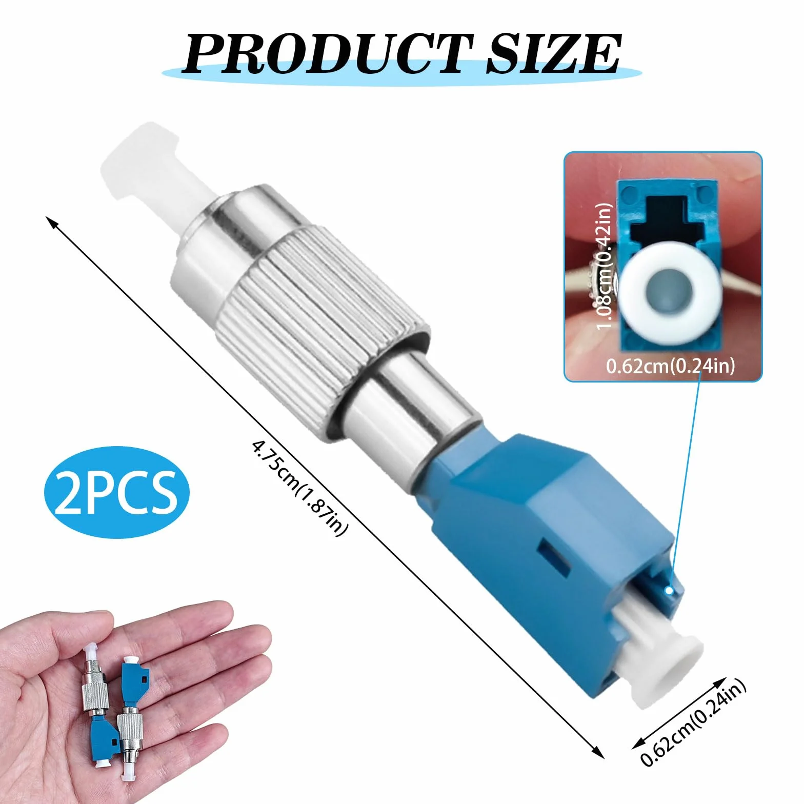 2 Piezas Adaptador Híbrido Fibra Óptica LC Hembra a FC Macho Conectores Modo Único para Medidores de Potencia Telecomunicaciones