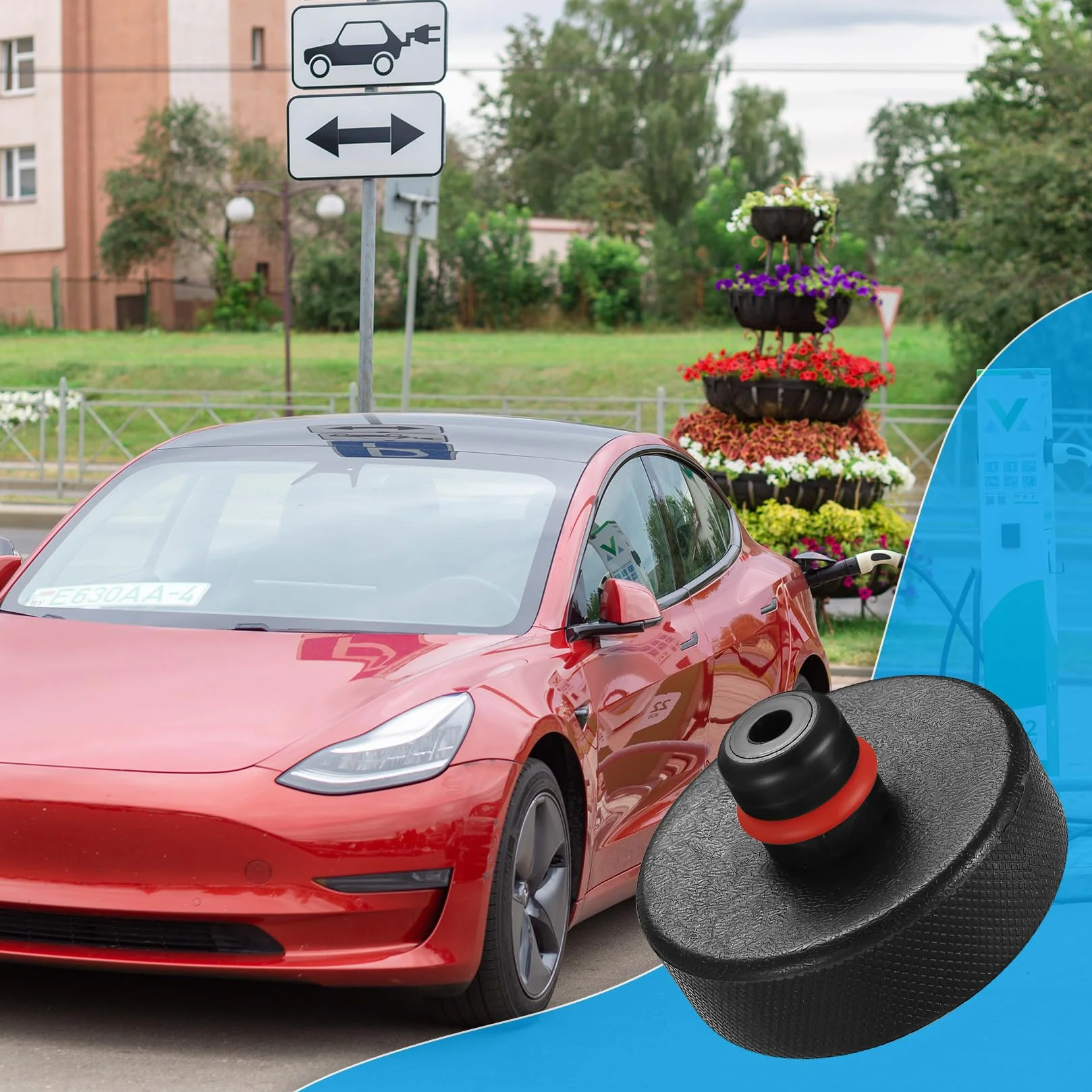 4 Piezas Gato Hidráulico Almohadilla de Goma Compatible Con Tesla Model 3/Y/S/X, Adaptador Jack Pad Herramienta Puntos de Elevación