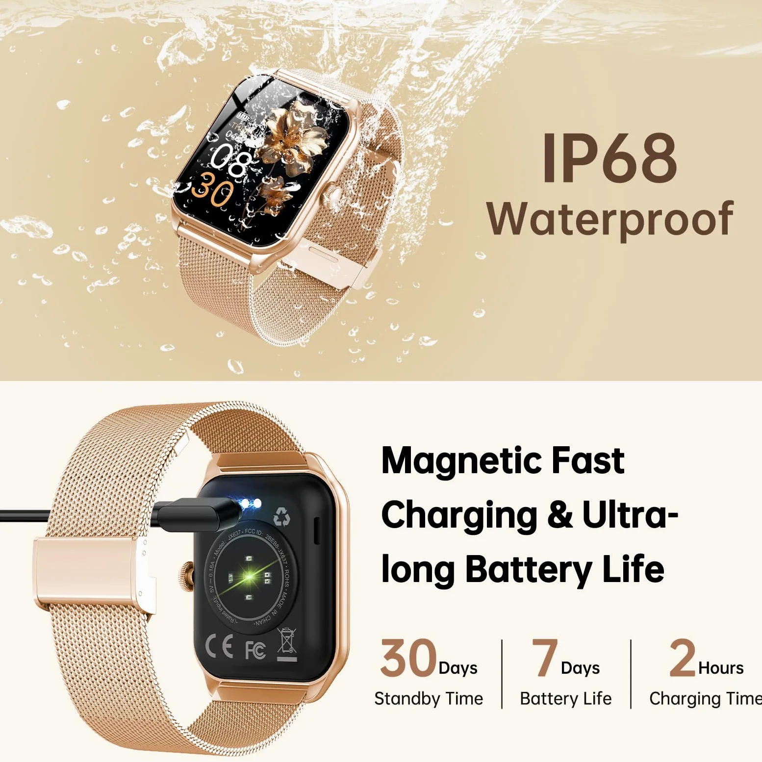 Reloj Inteligente Mujer, 1.91" Smartwatch Mujer Pulgadas con Llamadas, IP68 Impermeable, 120+ Modos Deportivos con HD Pantalla Táctil, Podómetro, Monitor de Sueño, para Android iOS