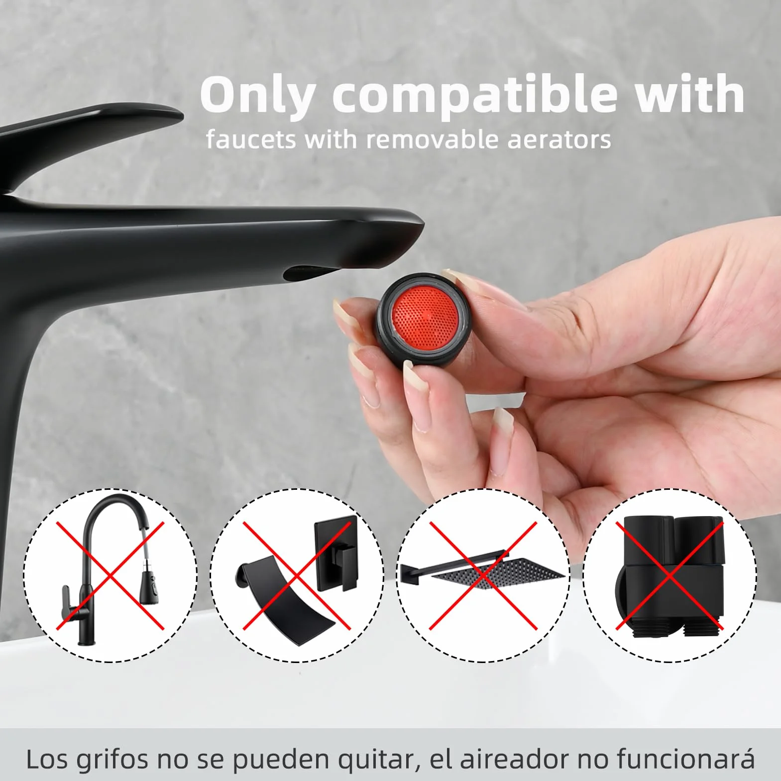 Tecmolog Desviador de Grifos Lavabos 22mm Adaptador Manguera Grifo Cocina Cromo SBA021C