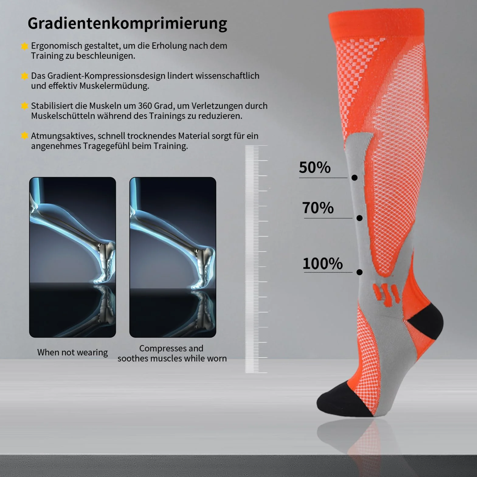 OSLEN Medias de compresión para hombre, calcetines de compresión para hombre y mujer, calcetines de compresión para deportes, vuelo, correr, viajes, ciclismo, fútbol, enfermeras, 15-20 mmHg