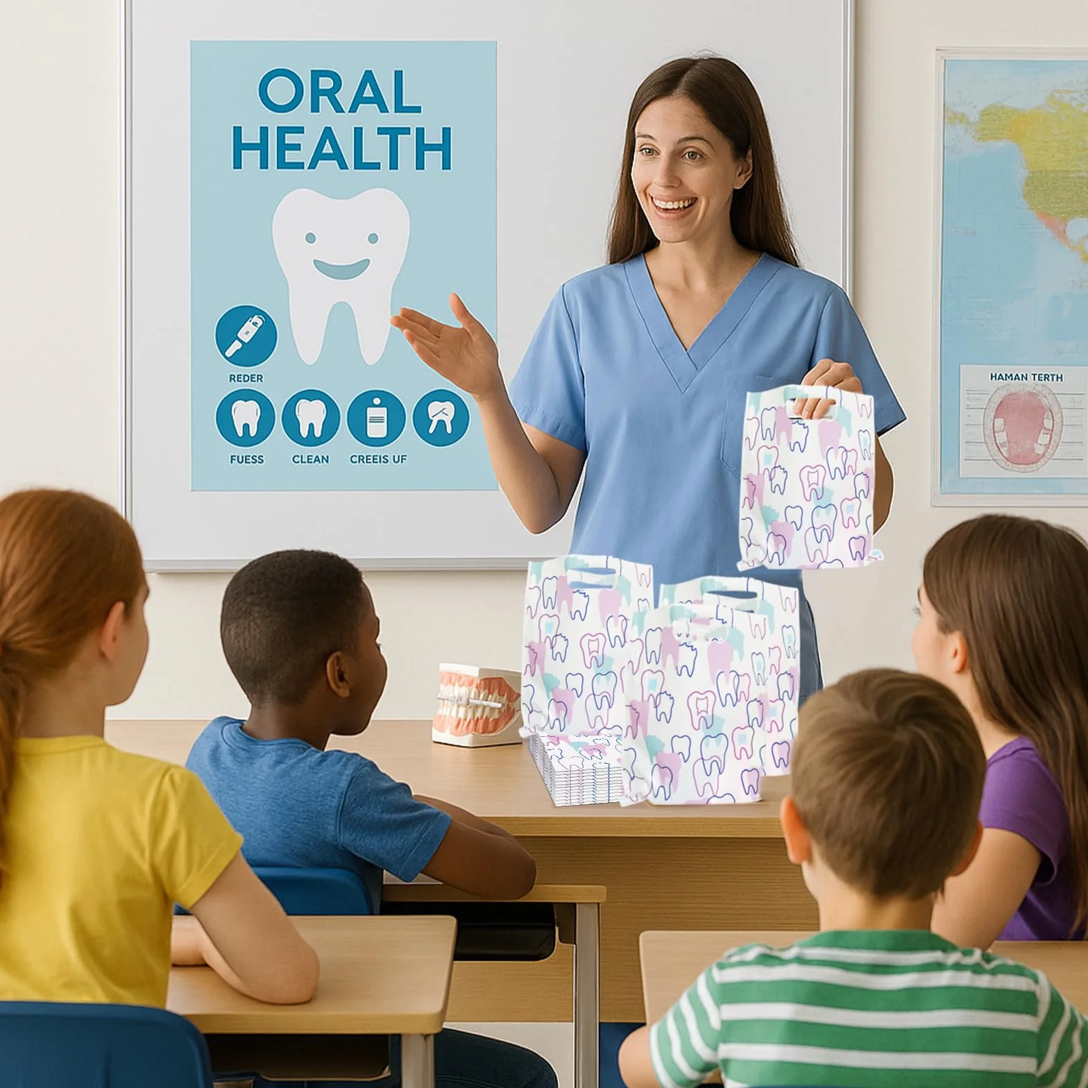 Bolsas dentales con asas 8.3 x 9.5 pulgadas paquete de 50 para pacientes dentistas clínica