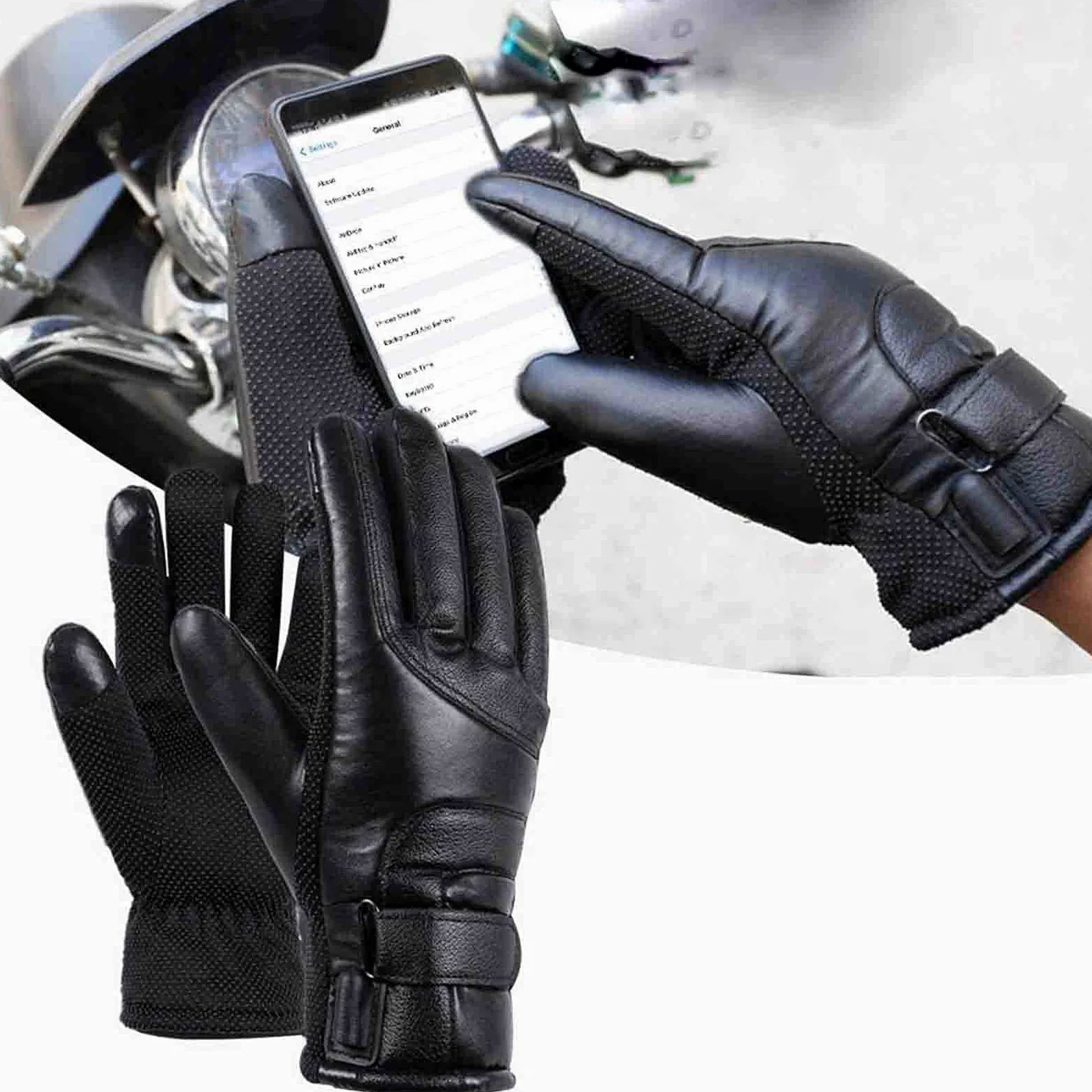 Guantes térmicos Guantes térmicos de Invierno eléctricos Pantalla táctil USB Cuero Impermeable Negro para Mujeres Hombres Esquí Ciclismo