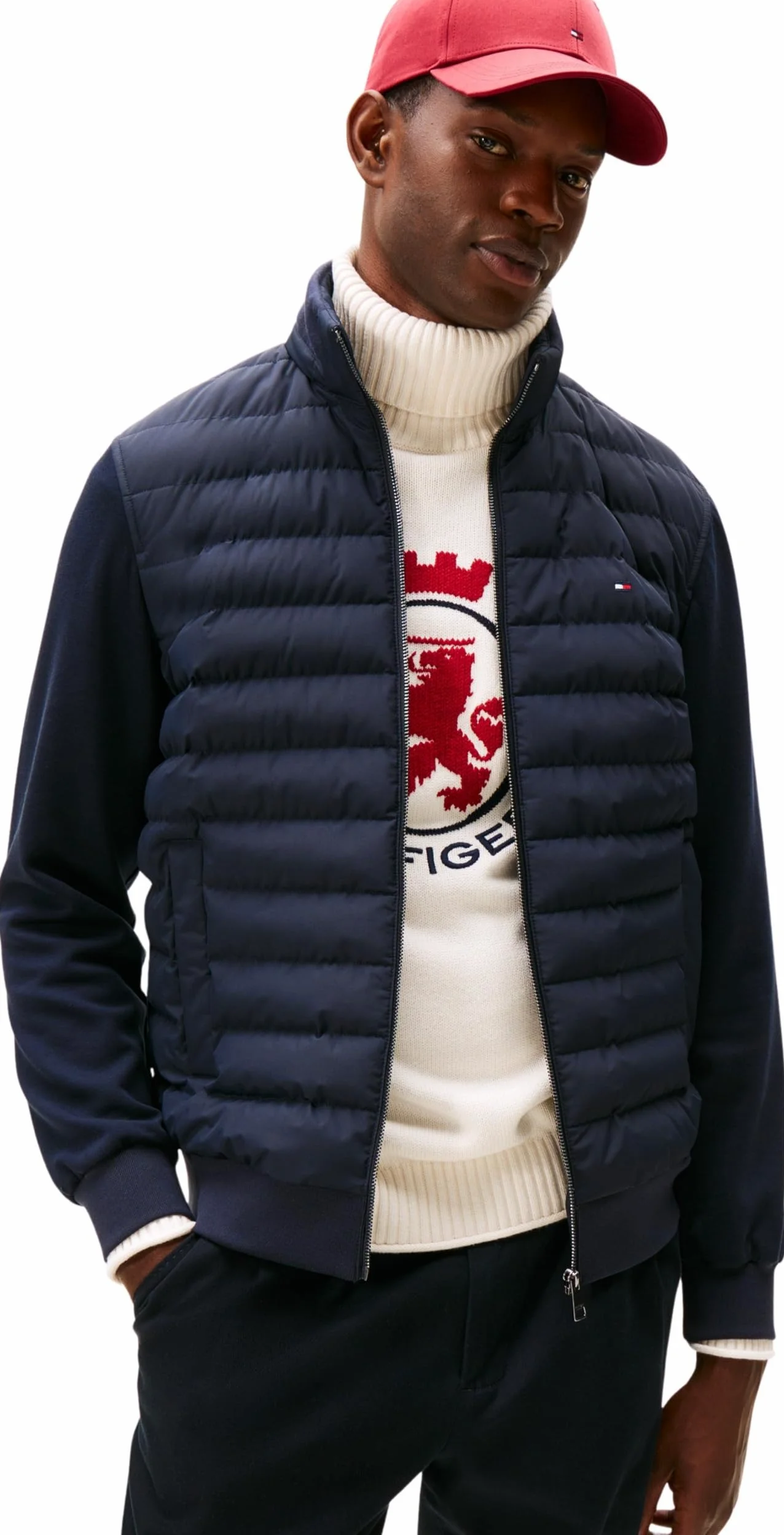 Tommy Hilfiger Mix Media Hooded Zip Through Mw0mw32669 Sudadera con Capucha y Cremallera Hombre (Pack de 1)