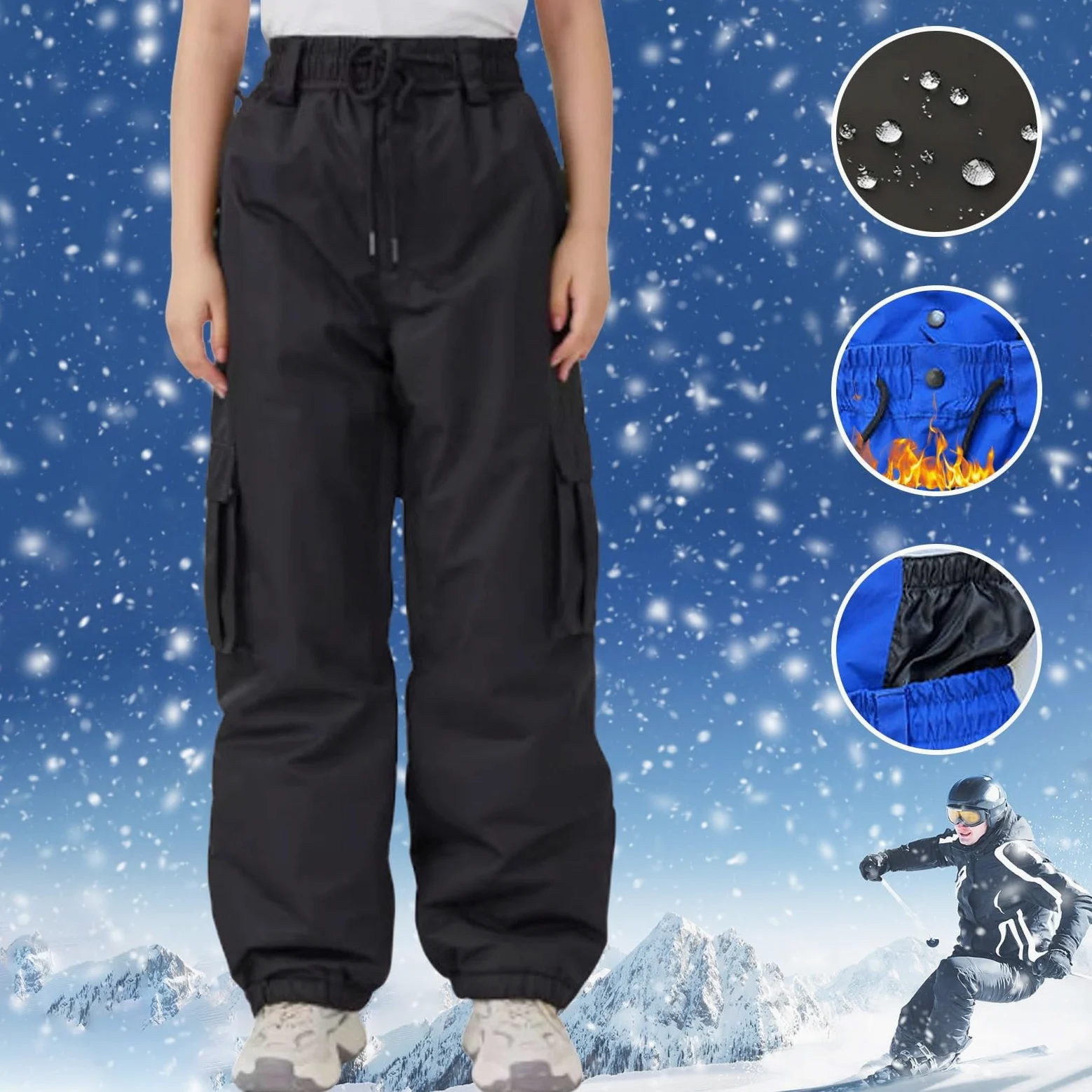 2026 - Pantalones impermeables para hombre, esquí, snowboard, invierno, con capucha, montañismo