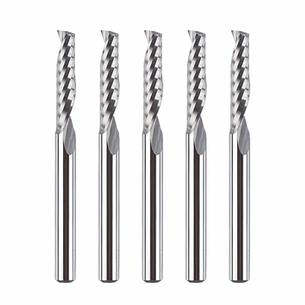 SpeTool 5pcs Fresas Aluminio CNC Carburo Tungsteno 1-Flauta 3,175mm x 15mm Fresa Punta