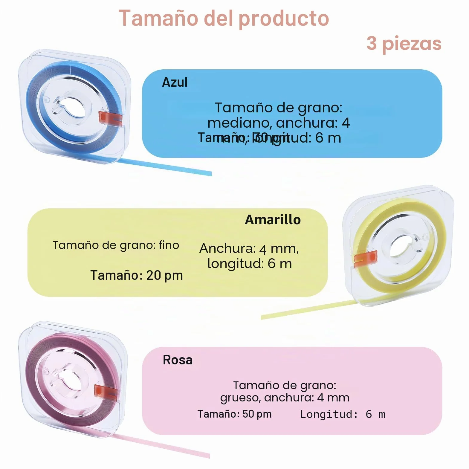 3 Piezas Tira de Pulido Dental Papel de Lija Dientes para Espacios Interdentales Pulidor Abrasivo Blanqueadoras Herramienta de Cuidado Bucal (4mm x 6m)