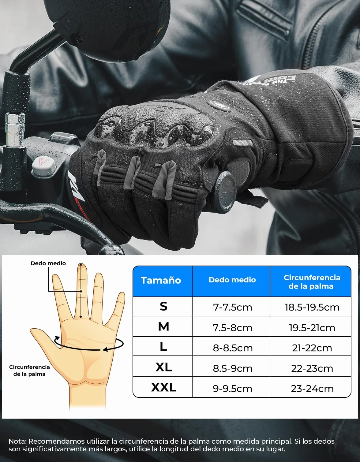 KEMIMOTO Guantes Calefactables, Guantes Moto Térmicos con Batería 2500 mAh, Guantes Moto Invierno Hombre y Mujer, Resistente al Desgaste para Moto, Esquí, Actividades Hielo Nieve