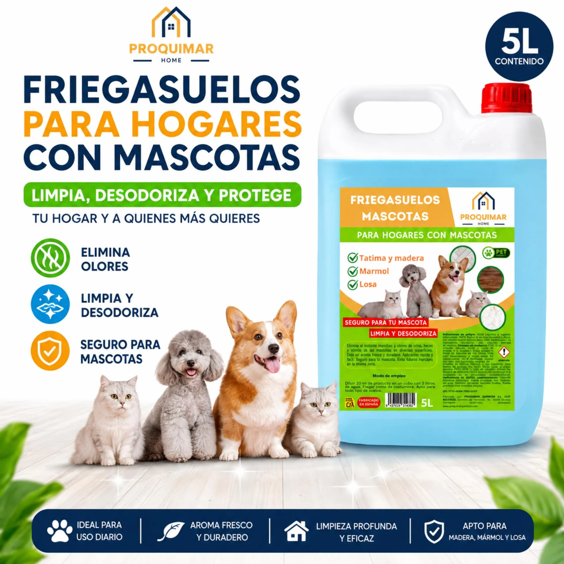Fregasuelos Mascotas Limpiador Concentrado Perfumado 5L