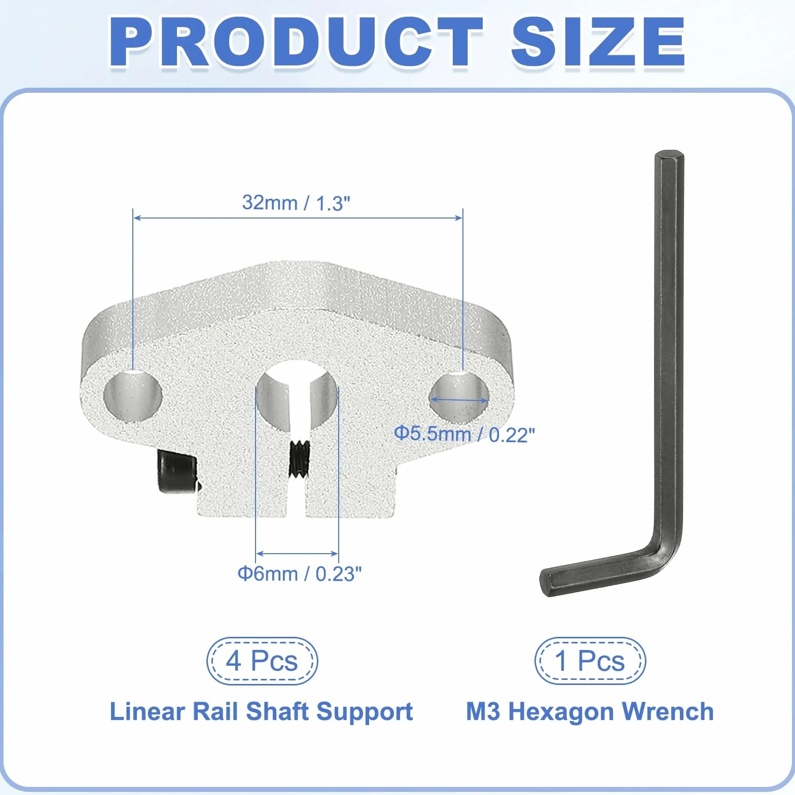 QUARKZMAN SHF6 Soporte Guía Lineal Aluminio Varilla 6mm ID Abrazadera Movimiento Paquete 4