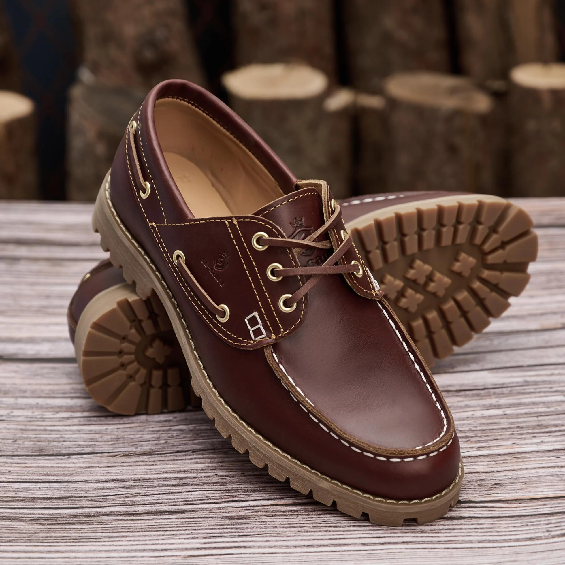 Hecho a Mano de los Hombres clásicos Boat & Deck Zapatos Moc Toe Lace Up Cómodo Moda Casual Náuticos