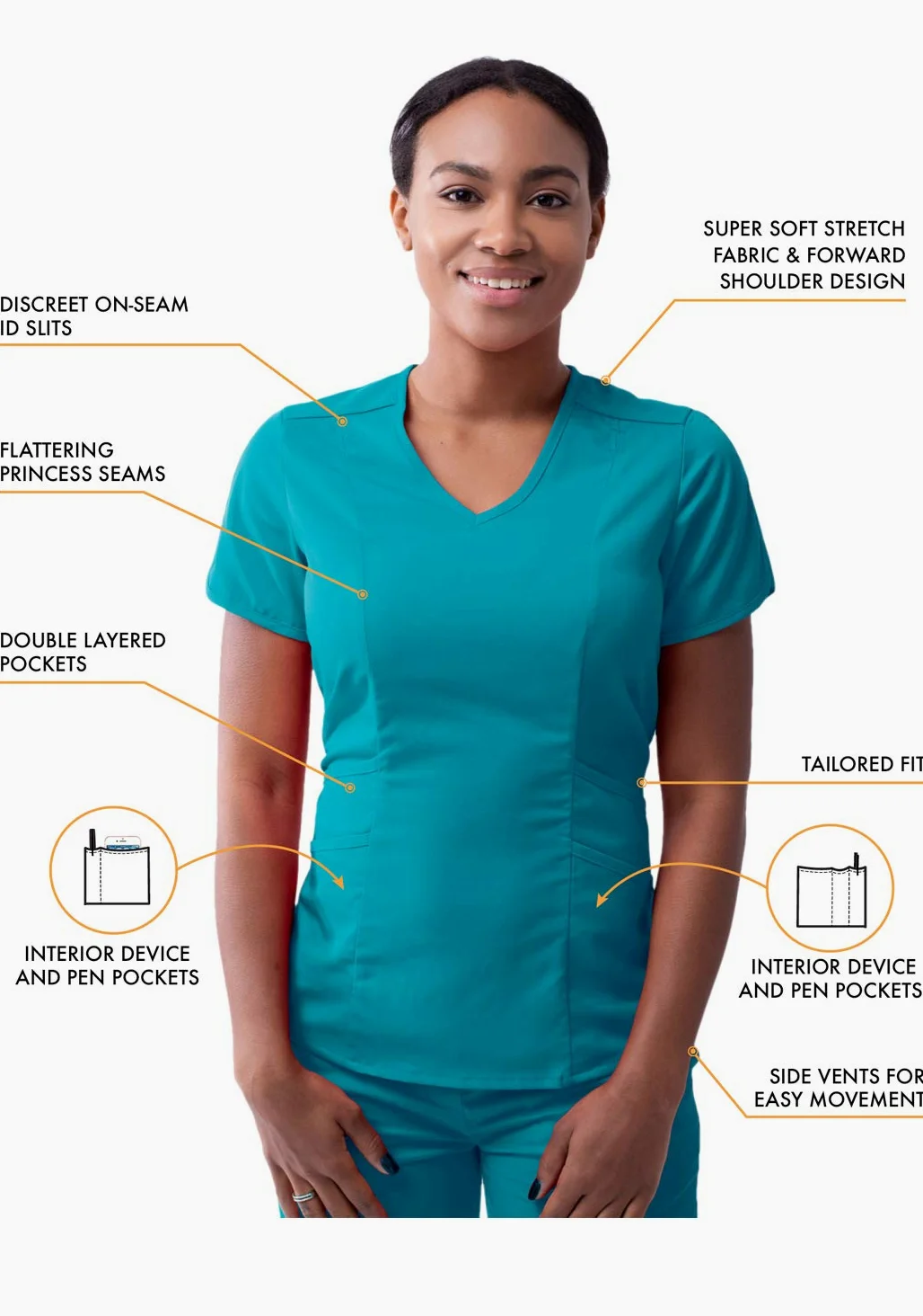 Adar Pro Uniforme médico para Mujer Casaca con Cuello en V y Pantalones de Yoga