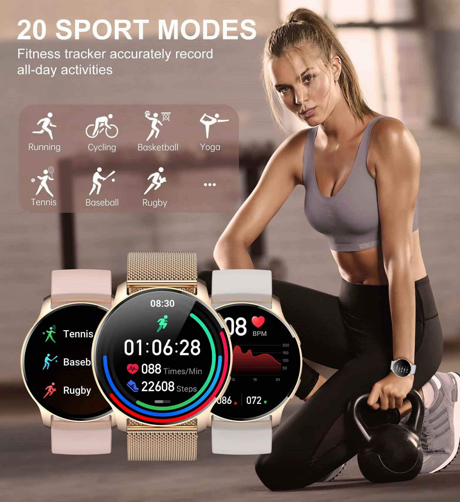 Iaret Reloj Inteligente para Mujer con Llamadas, 1,32'' Smartwatch, 3 Correas, Pulsera Actividad, Presión Arterial, Ritmo Cardíaco, Oxígeno Sanguíneo, Sueño para Android iPhone, Regalo