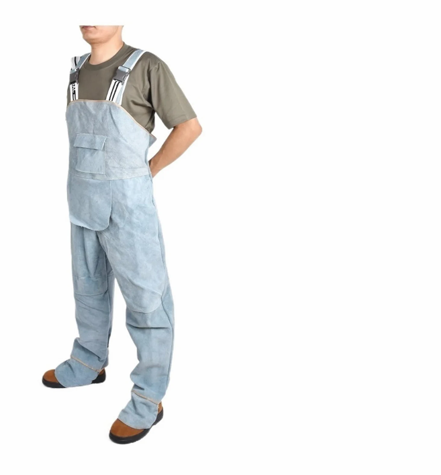 Mandil soldador, Pantalones de soldador de reparación de cuero de cuero protector de babero unisex,(Blauw,XL)