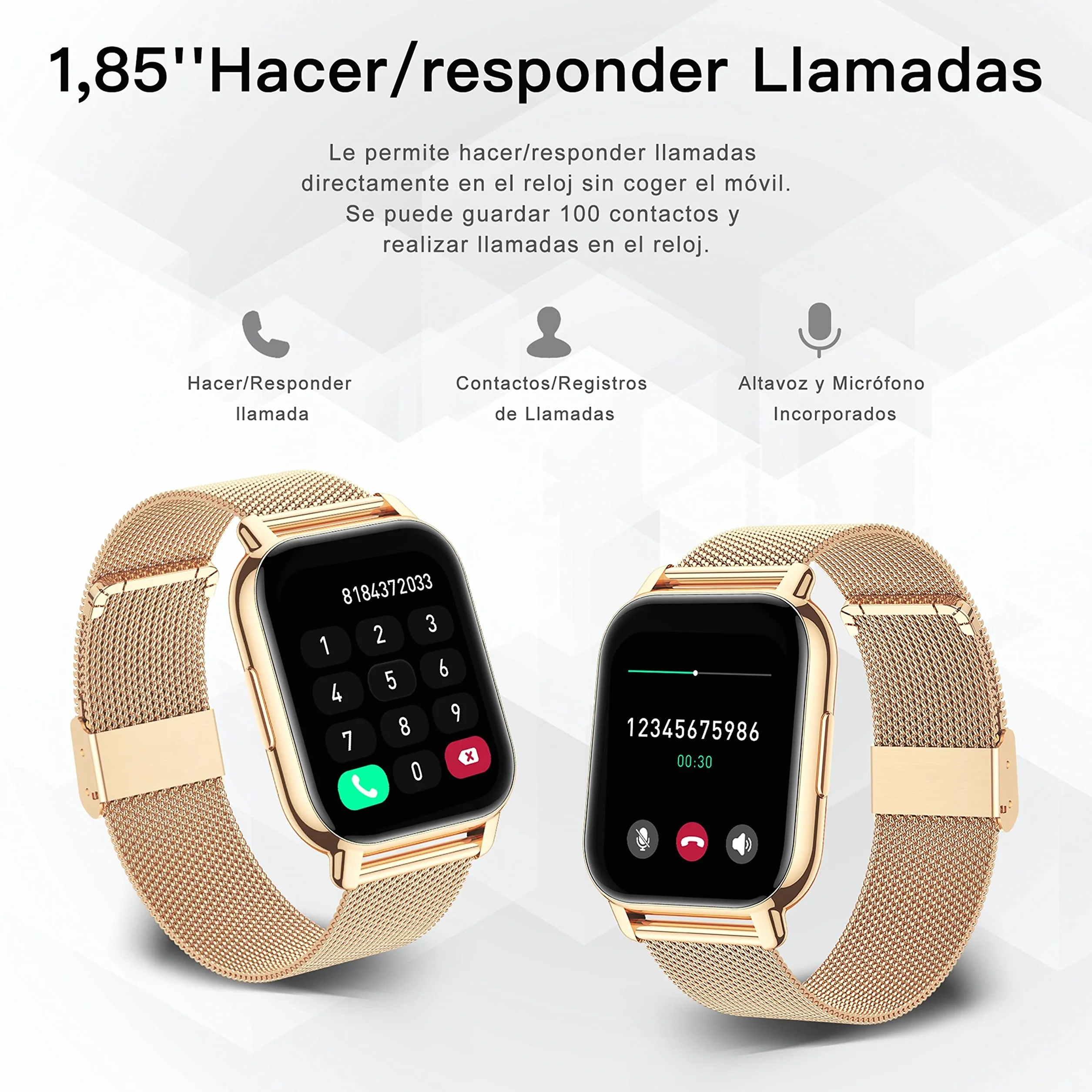 Popglory Reloj Inteligente Mujer, Llamadas/Presión Arterial/100+ Deportes Smartwatch Mujer, Frecuencia respiratoria Frecuencia Cardíaca Oxígeno en Sangre Sueño, Reloj Android iOS