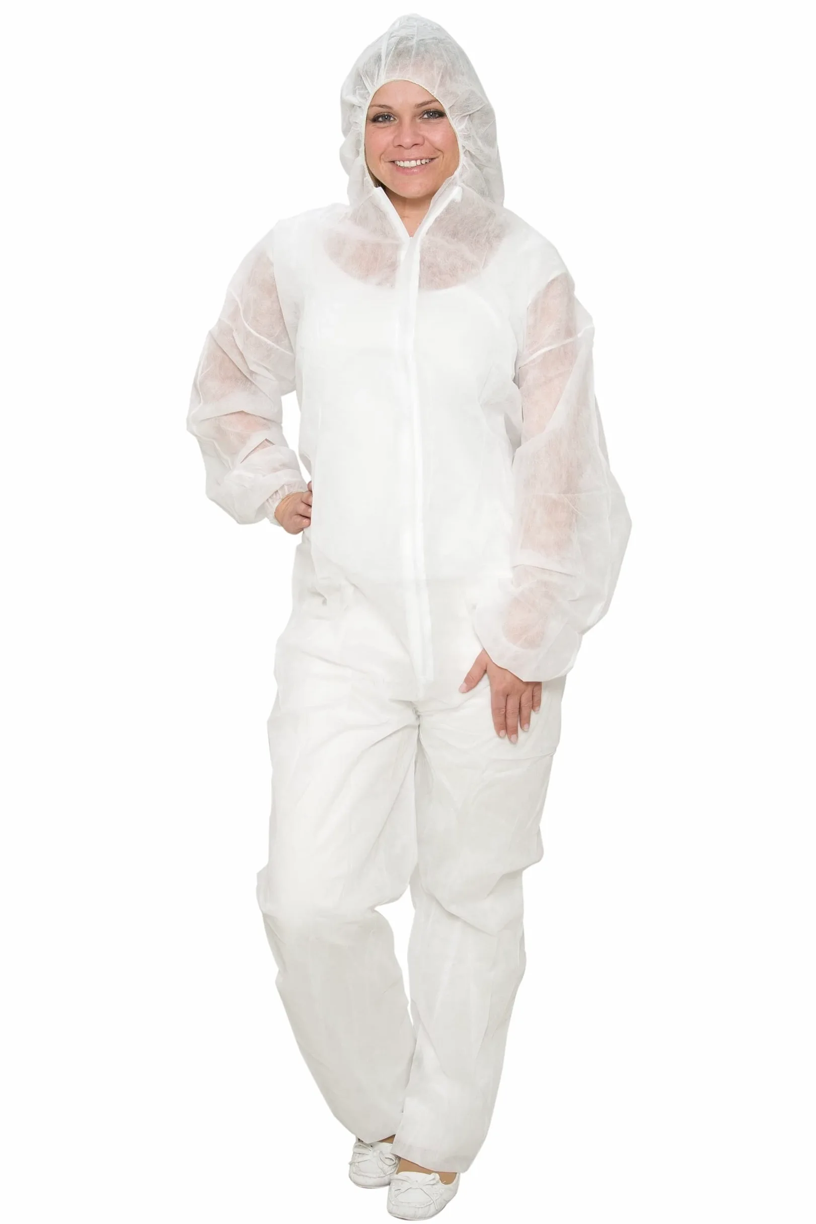 10/50/100 monos desechables de polipropileno, color blanco, S-XXXL